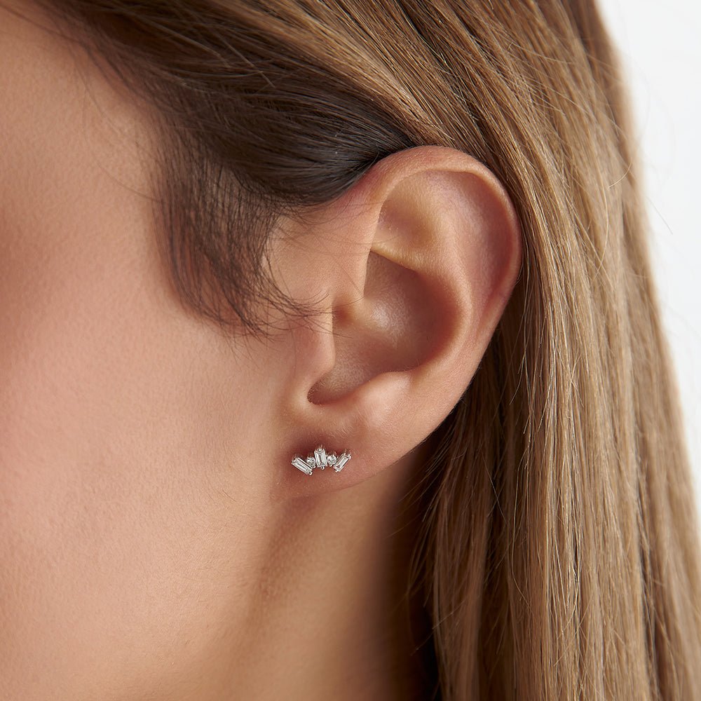 0.18 Karat Baget & 0.02 Karat Yuvarlak Kesim Pırlanta Küpe - RNF0855 | Pırlanta Küpe | Ronaff Pırlanta | Tektaş Yüzük, Pırlanta Yüzük, Kolye, Küpe