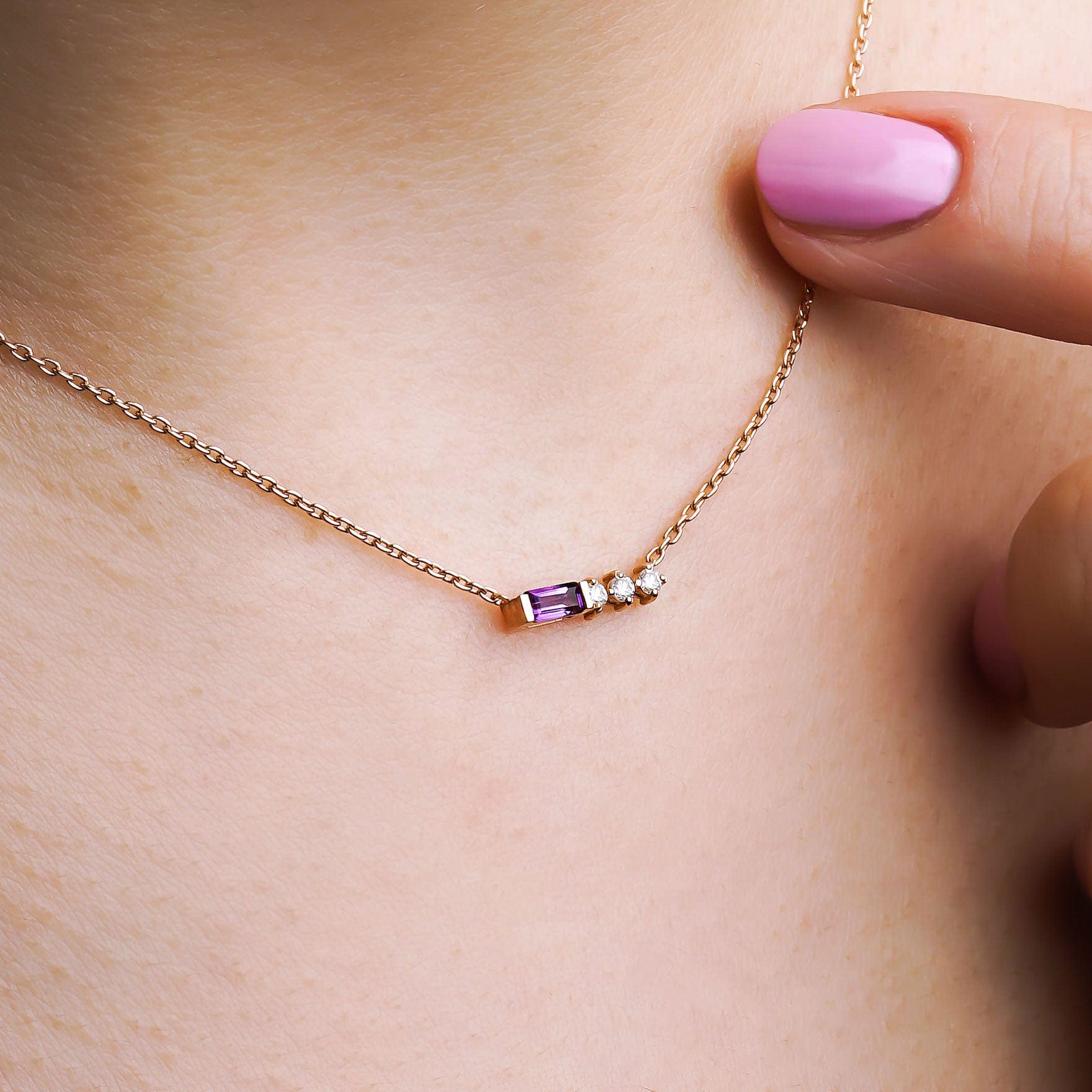 0.28 Karat Ametist Pırlantalı Rose Kolye - RNF0296 | Renkli Taşlı Kolyeler | Ronaff Pırlanta | Tektaş Yüzük, Pırlanta Yüzük, Kolye, Küpe