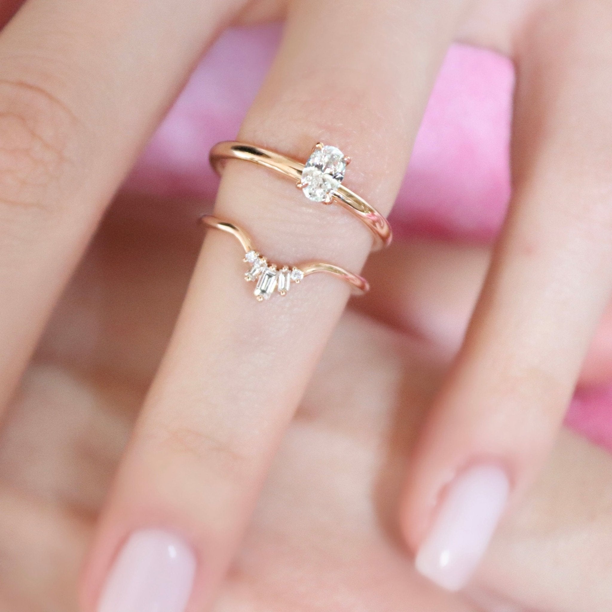 0.30 Karat Oval Kesim Tektaş Pırlanta Yüzük & 0.14 Karat Baget Kesim Pırlantalı Ek Yüzük - RNF0509 | Tektaş Yüzükler | Ronaff Pırlanta | Tektaş Yüzük, Pırlanta Yüzük, Kolye, Küpe