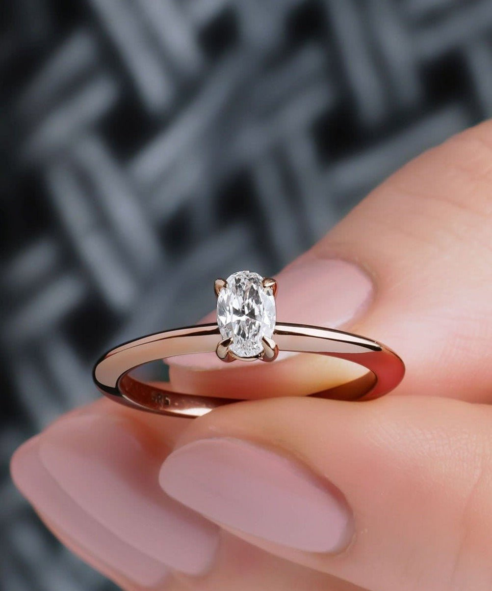 0.32 Karat Rose Altın Oval Kesim HRD Sertifikalı Pırlanta Tektaş Yüzük - RNF0012 | Tektaş Pırlanta | Ronaff Pırlanta | Tektaş Yüzük, Pırlanta Yüzük, Kolye, Küpe