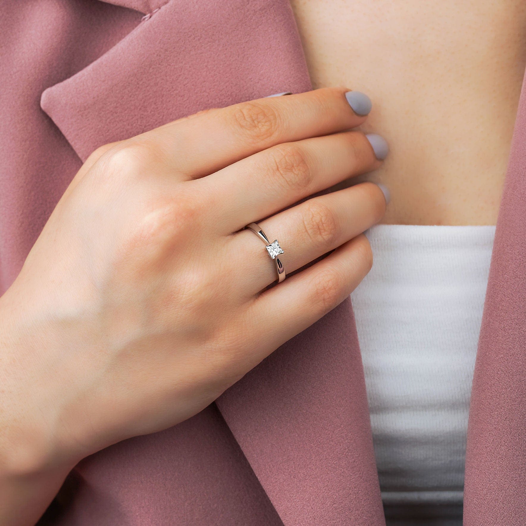 0.35 Karat Prenses Kesim GIA/HRD Sertifikalı Pırlanta Tektaş Yüzük - RNF0359 | Tektaş Pırlanta | Ronaff Pırlanta | Tektaş Yüzük, Pırlanta Yüzük, Kolye, Küpe