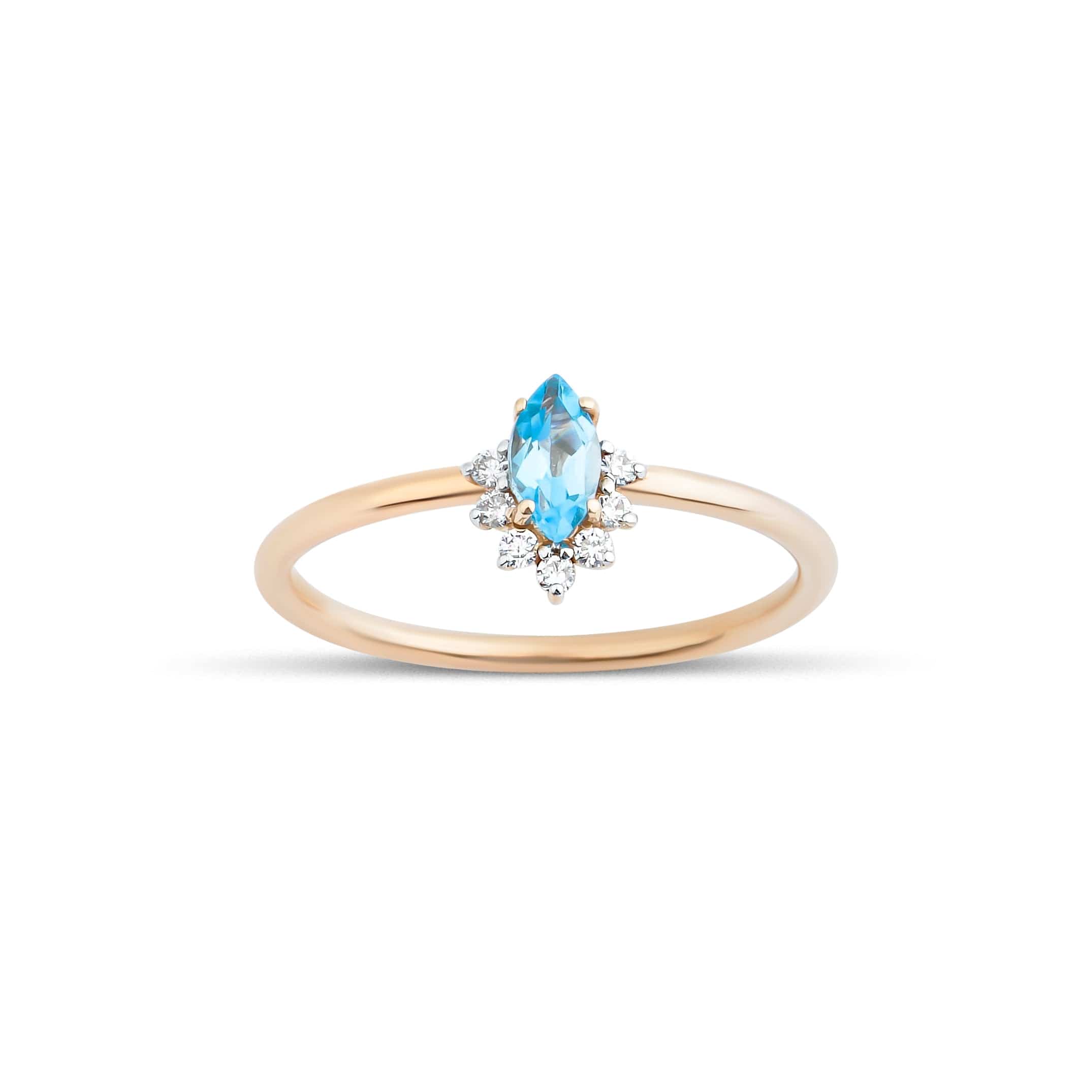 0.40 Karat Markiz Blue Topaz Pırlantalı Yüzük - RNF0310 | Renkli Taşlı Yüzükler | Ronaff Pırlanta | Tektaş Yüzük, Pırlanta Yüzük, Kolye, Küpe