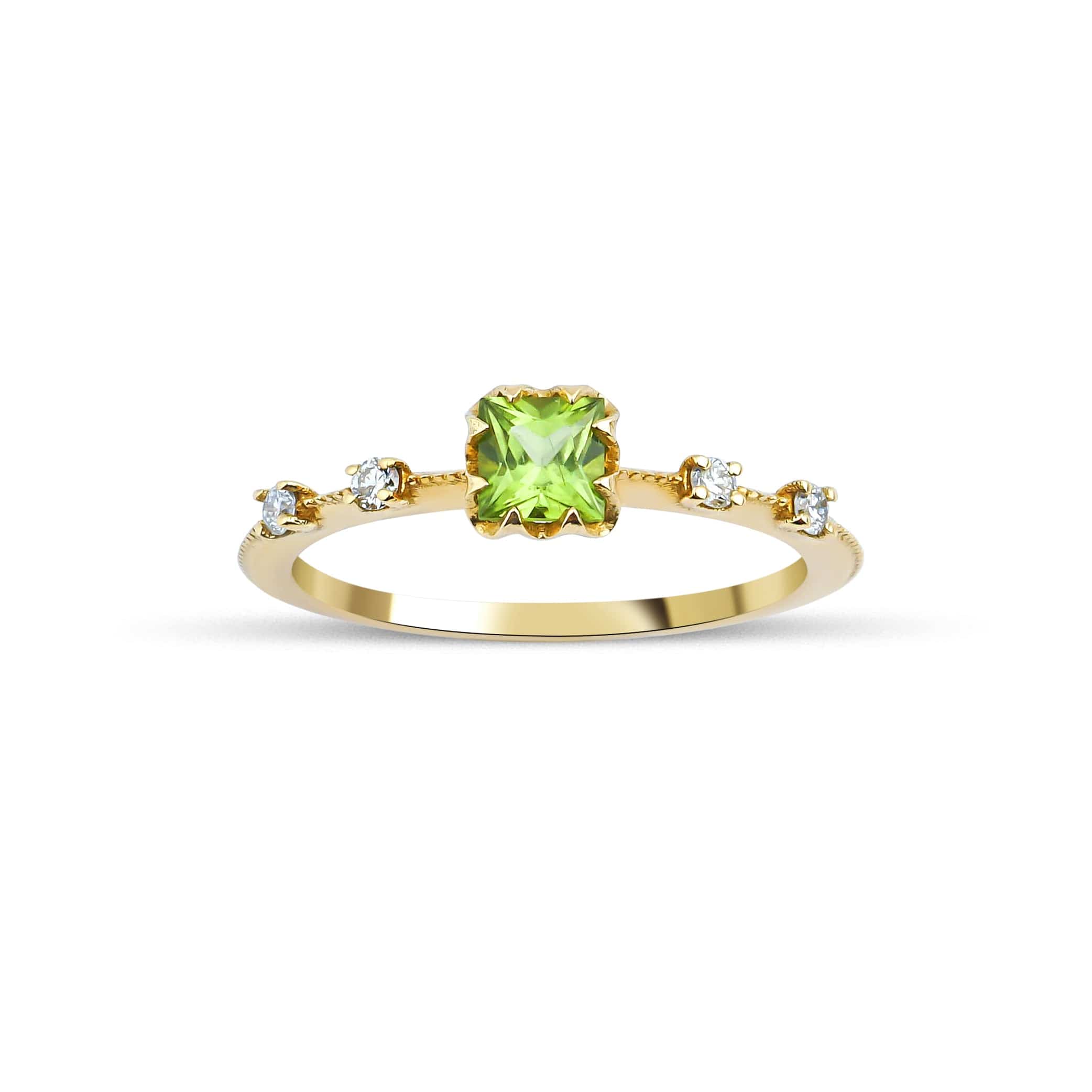 0.42 Karat Prenses Kesim Peridot Pırlantalı Yüzük - RNF0244 | Renkli Pırlantalı Yüzükler | Ronaff Pırlanta | Tektaş Yüzük, Pırlanta Yüzük, Kolye, Küpe