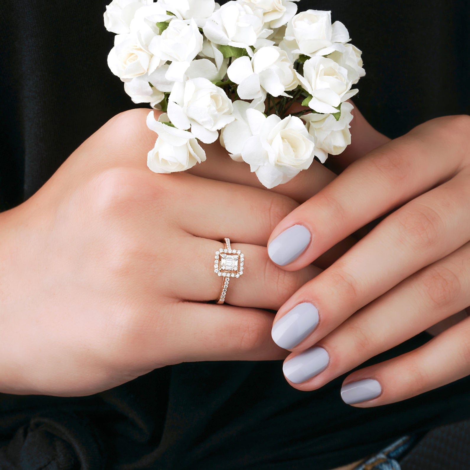 0.45 Karat Pırlanta Rose Baget Yüzük - RNF0415 | Tektaş Pırlanta | Ronaff Pırlanta | Tektaş Yüzük, Pırlanta Yüzük, Kolye, Küpe