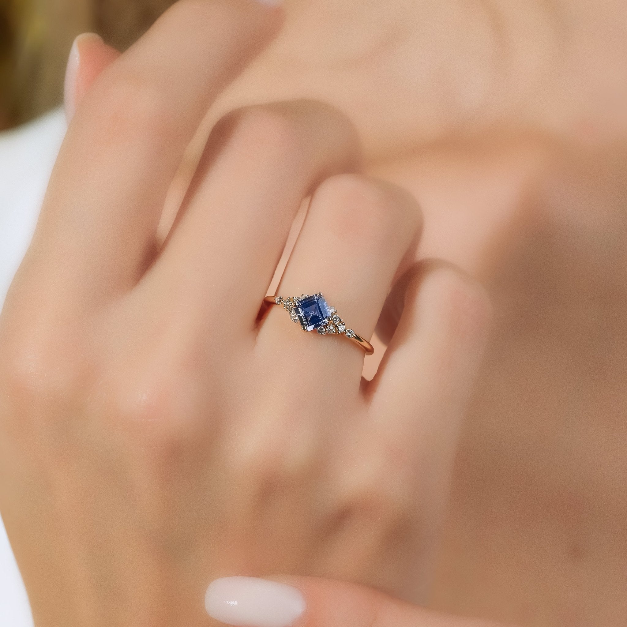 0.45 Karat Prenses Kesim Spinel & 0.11 Karat Yuvarlak Kesim Tasarım Tektaş Pırlanta Yüzük - RNF0761 | Pırlanta Yüzük | Ronaff Pırlanta | Tektaş Yüzük, Pırlanta Yüzük, Kolye, Küpe