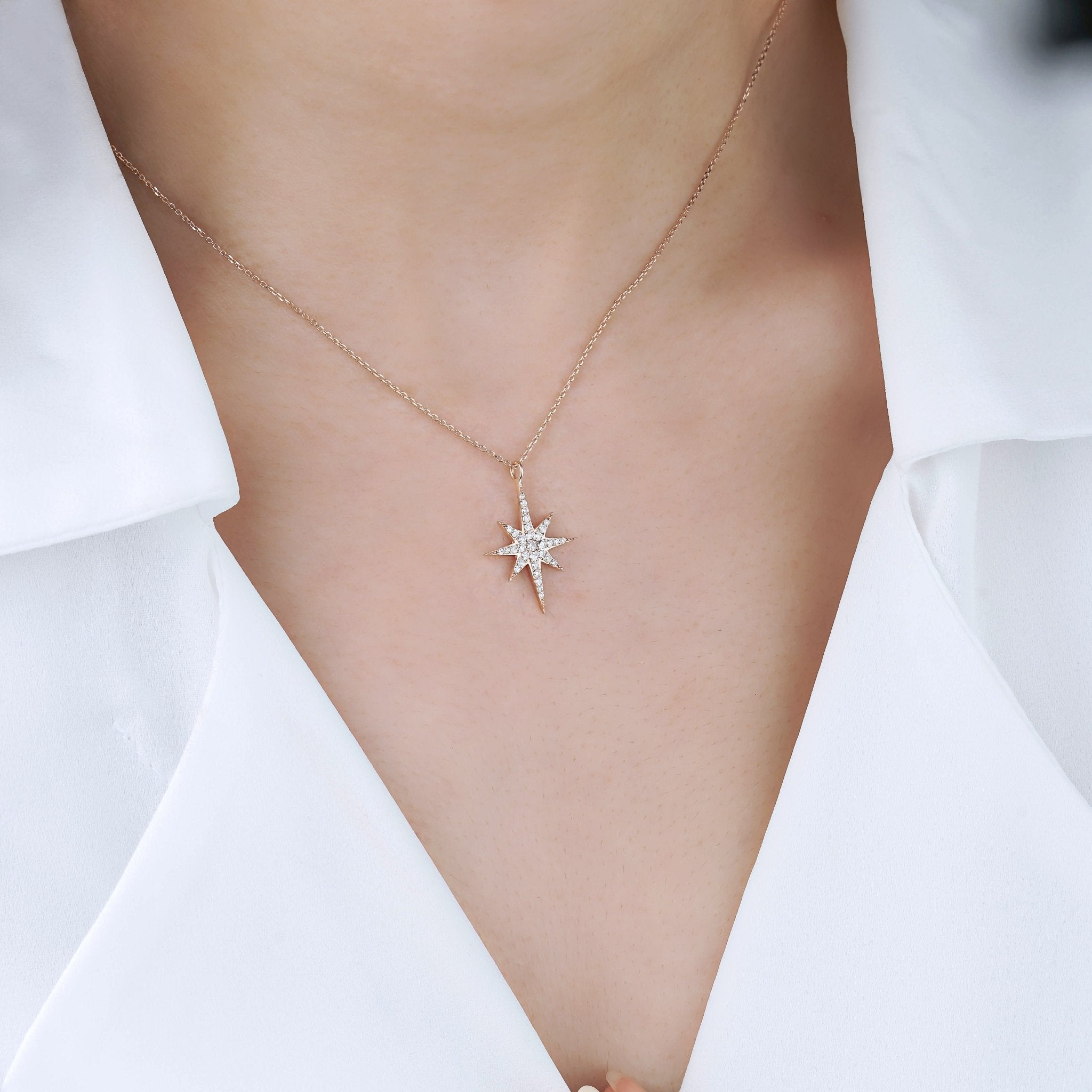 0.49 Karat Pırlanta Kutup Yıldızı Kolye - RNF0346 | Pırlanta Kolye | Ronaff Pırlanta | Tektaş Yüzük, Pırlanta Yüzük, Kolye, Küpe