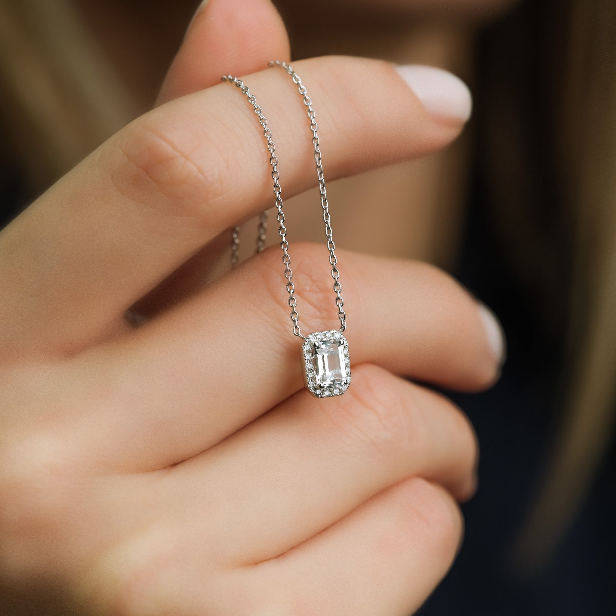 0.56 Karat Emerald Kesim Pırlanta Kolye - RNF0589 | Pırlanta Kolye | Ronaff Pırlanta | Tektaş Yüzük, Pırlanta Yüzük, Kolye, Küpe