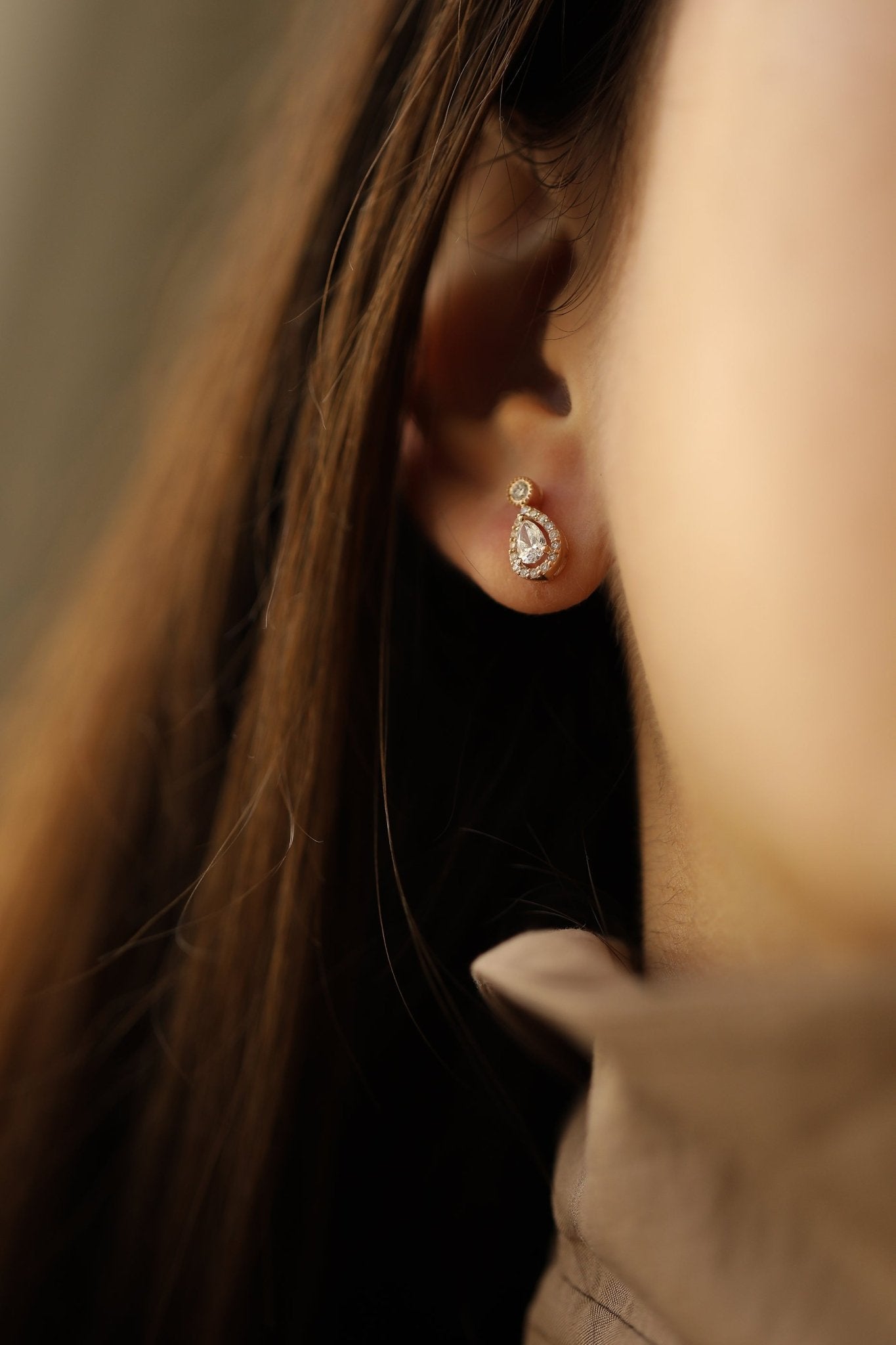 0.40 Karat Damla & 0.20 Karat Yuvarlak Kesim Pırlanta Küpe - RNF0678 | Pırlanta Küpe | Ronaff Pırlanta | Tektaş Yüzük, Pırlanta Yüzük, Kolye, Küpe