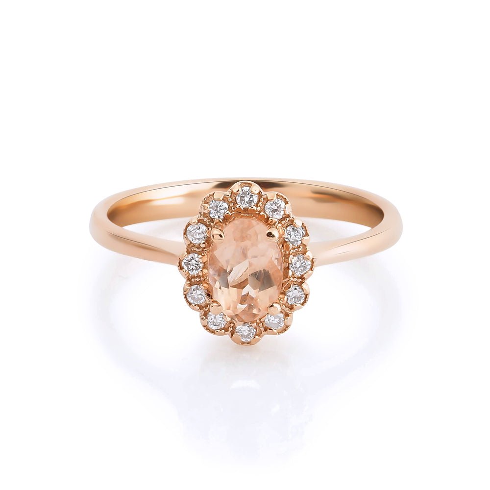 0.60 Karat Oval Morganit Taşlı Pırlanta Anturaj Yüzük - RNF0001 | Renkli Taşlı Yüzükler | Ronaff Pırlanta | Tektaş Yüzük, Pırlanta Yüzük, Kolye, Küpe