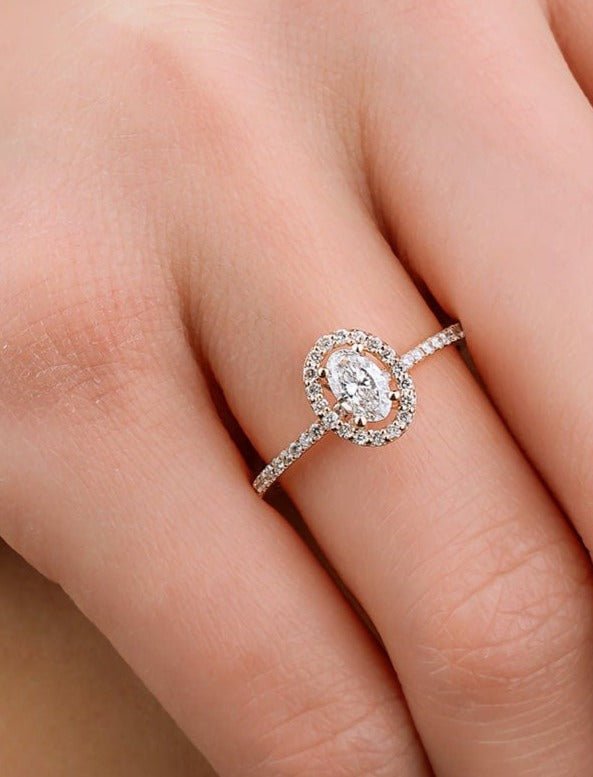 0.62 Karat Oval Kesim Halo Pırlanta Yüzük - RNF0647 | Tektaş Pırlanta | Ronaff Pırlanta | Tektaş Yüzük, Pırlanta Yüzük, Kolye, Küpe