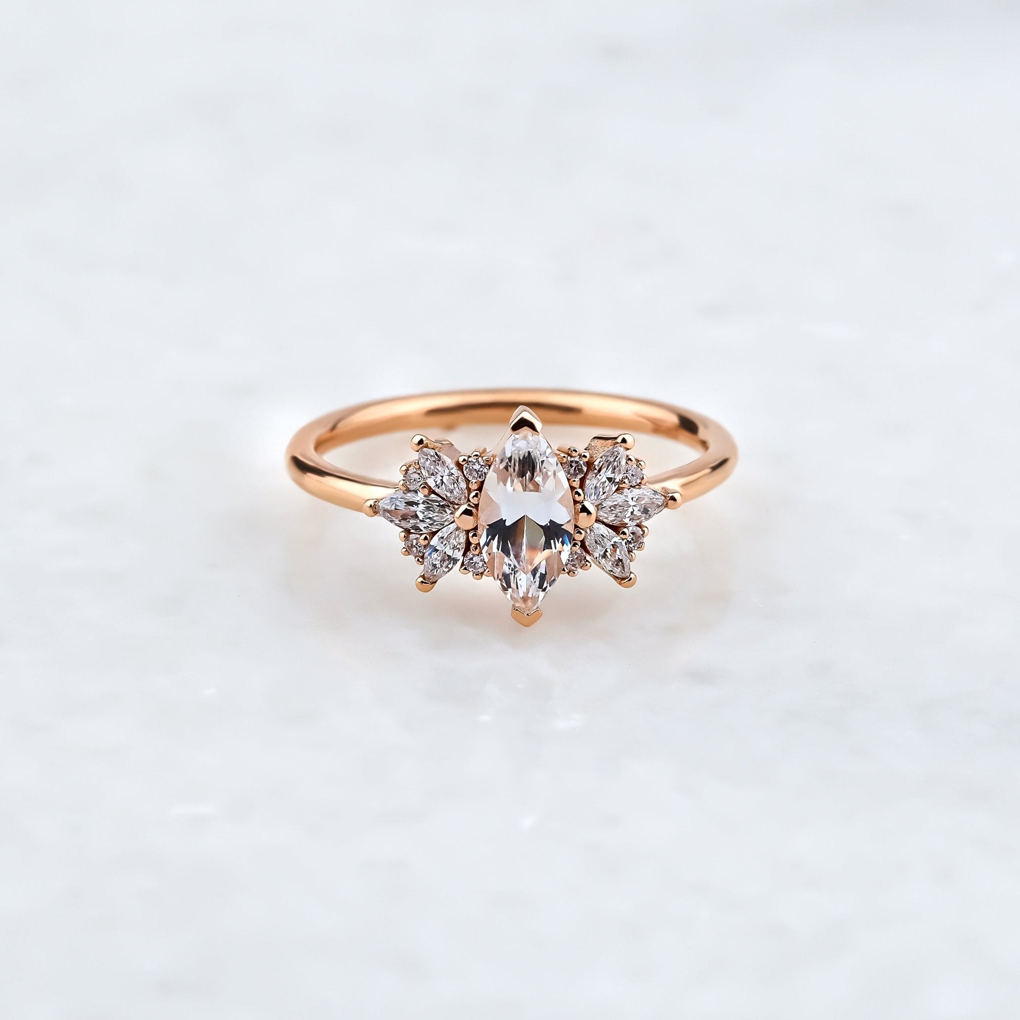 0.70 Karat Markiz Kesim Topaz & 0.38 Karat Yuvarlak Vintage Tasarım Tektaş Pırlanta Yüzük - RNF0771 | Pırlanta Yüzük | Ronaff Pırlanta | Tektaş Yüzük, Pırlanta Yüzük, Kolye, Küpe