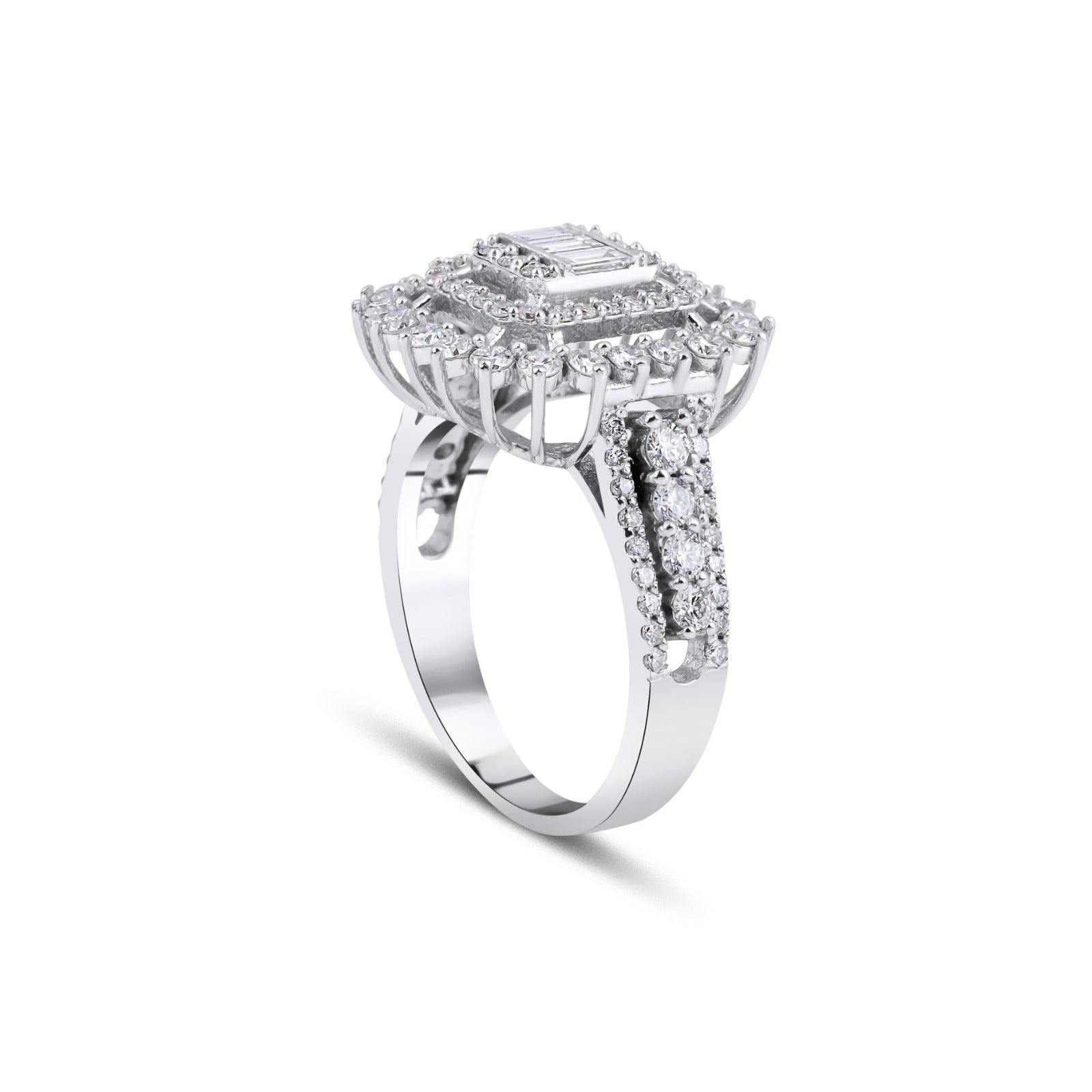 Carat Round Cut & Carat Baguette Cut Diamond Ring