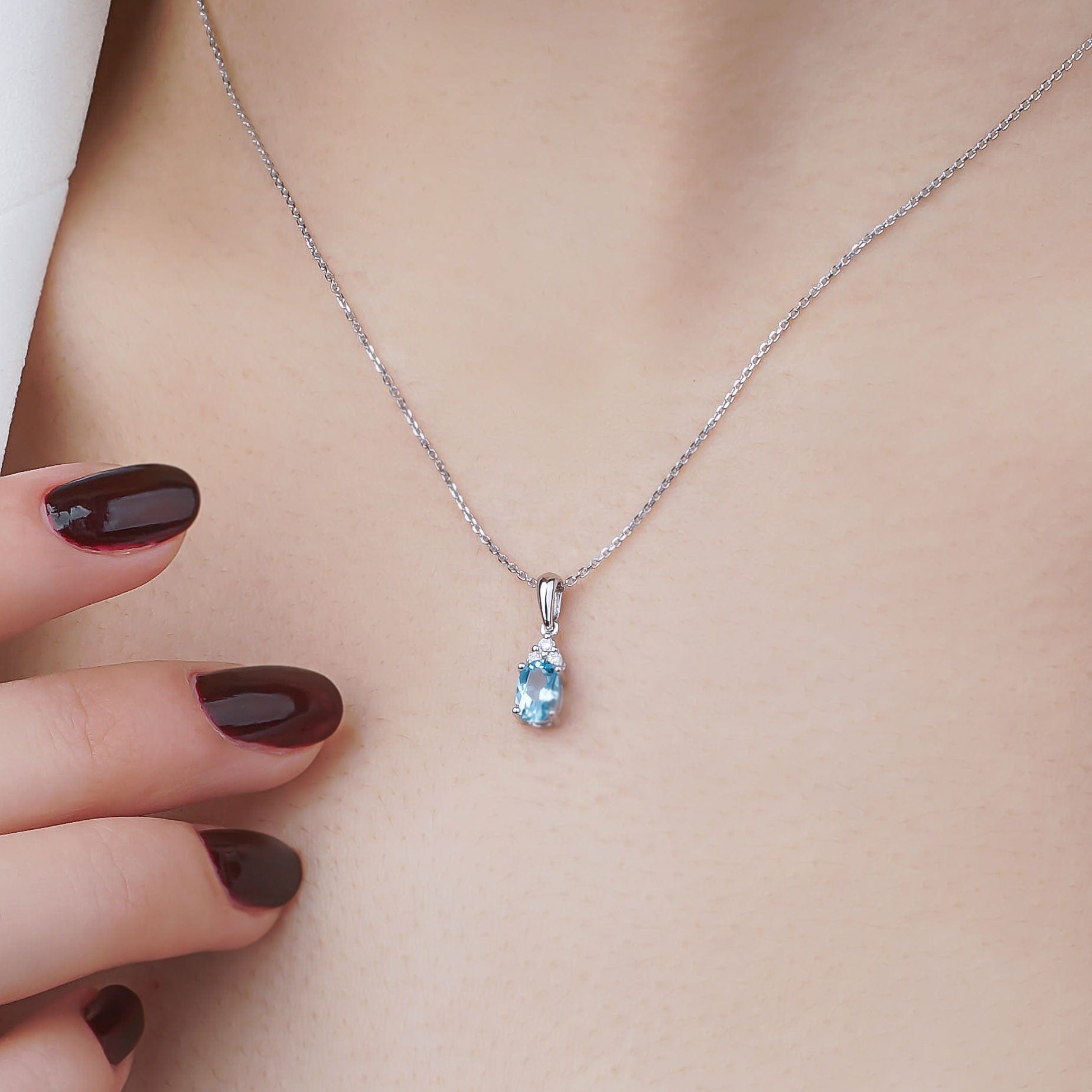 0.82 Karat Aquamarin Pırlantalı Kolye - RNF0395 | Renkli Taşlı Kolyeler | Ronaff Pırlanta | Tektaş Yüzük, Pırlanta Yüzük, Kolye, Küpe