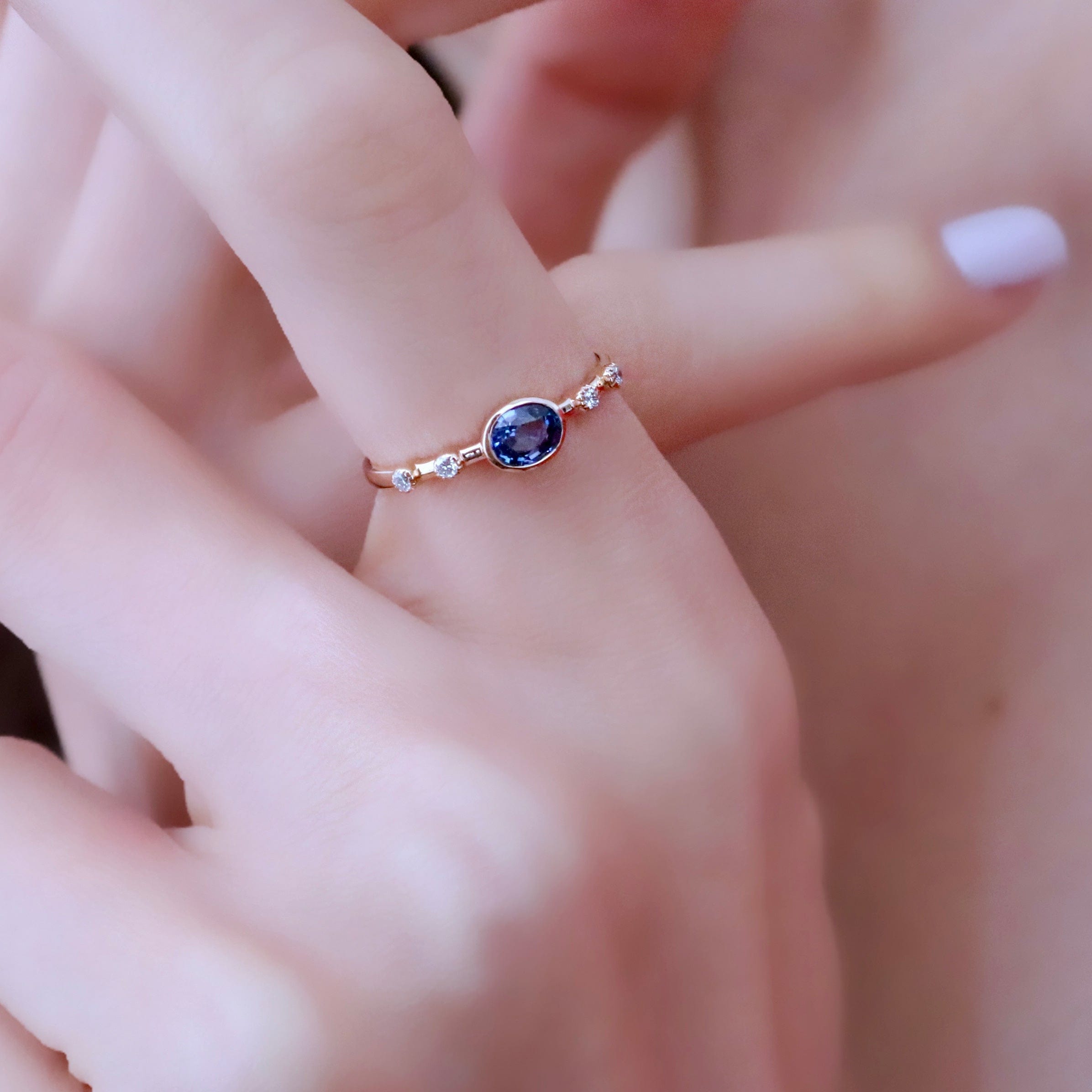 0.86 Karat Oval Kesim Safir Pırlantalı Yüzük - RNF0497 | Renkli Taşlı Yüzükler | Ronaff Pırlanta | Tektaş Yüzük, Pırlanta Yüzük, Kolye, Küpe