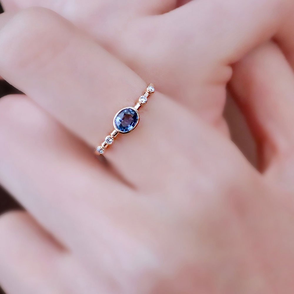 0.86 Karat Oval Kesim Safir Pırlantalı Yüzük - RNF0497 | Renkli Taşlı Yüzükler | Ronaff Pırlanta | Tektaş Yüzük, Pırlanta Yüzük, Kolye, Küpe