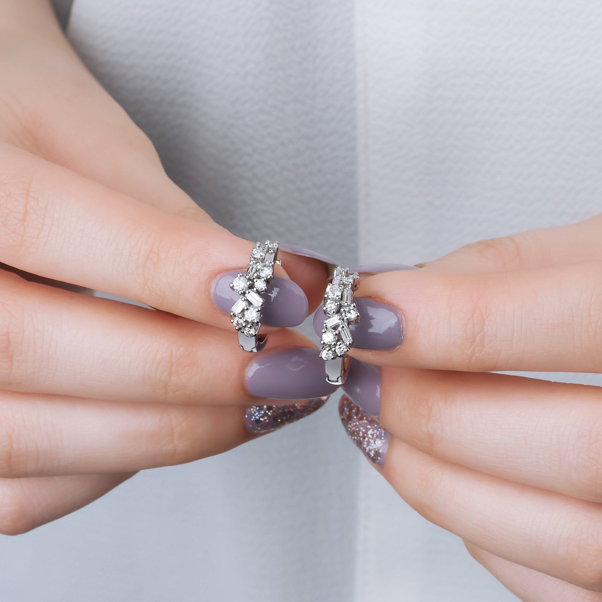 0.96 Karat Baget Pırlantalı Tasarım Halka Küpe - RNF0127 | Pırlanta Küpe | Ronaff Pırlanta | Tektaş Yüzük, Pırlanta Yüzük, Kolye, Küpe