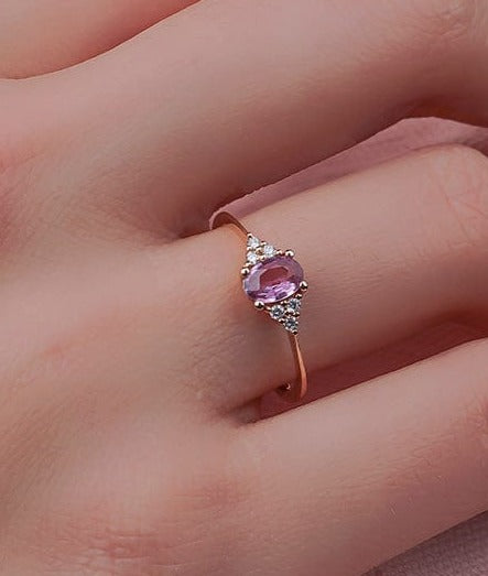 1.00 Karat Oval Pembe Safir Pırlanta Yüzük - RNF0444 | Renkli Taşlı Yüzükler | Ronaff Pırlanta | Tektaş Yüzük, Pırlanta Yüzük, Kolye, Küpe