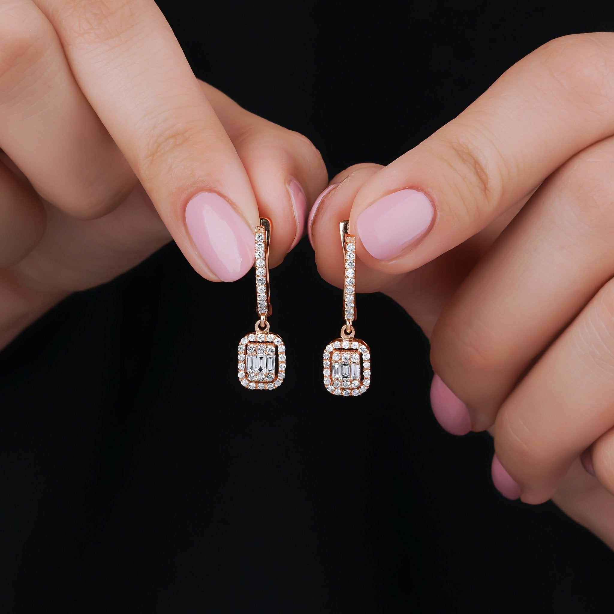 1.15 Karat Pırlanta Rose Baget Küpe - RNF0414 | Pırlanta Küpe | Ronaff Pırlanta | Tektaş Yüzük, Pırlanta Yüzük, Kolye, Küpe