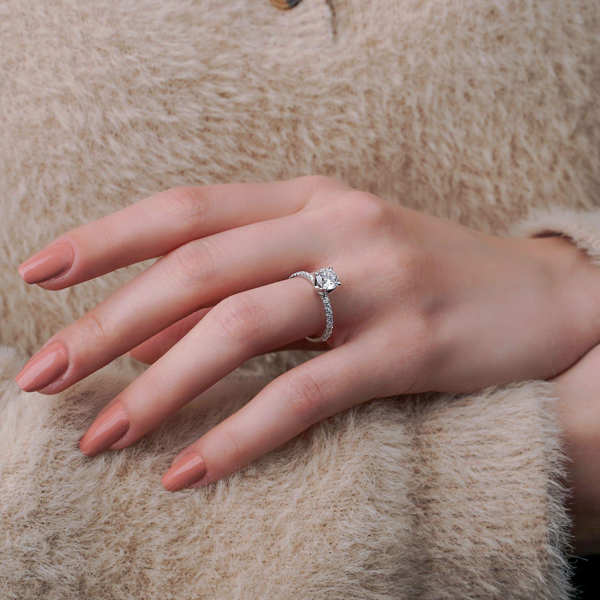 0.80 Karat & 0.35 Karat Yuvarlak Kesim HRD Sertifikalı Pırlanta Tektaş Yüzük - RNF0129 | Tektaş Pırlanta | Ronaff Pırlanta | Tektaş Yüzük, Pırlanta Yüzük, Kolye, Küpe