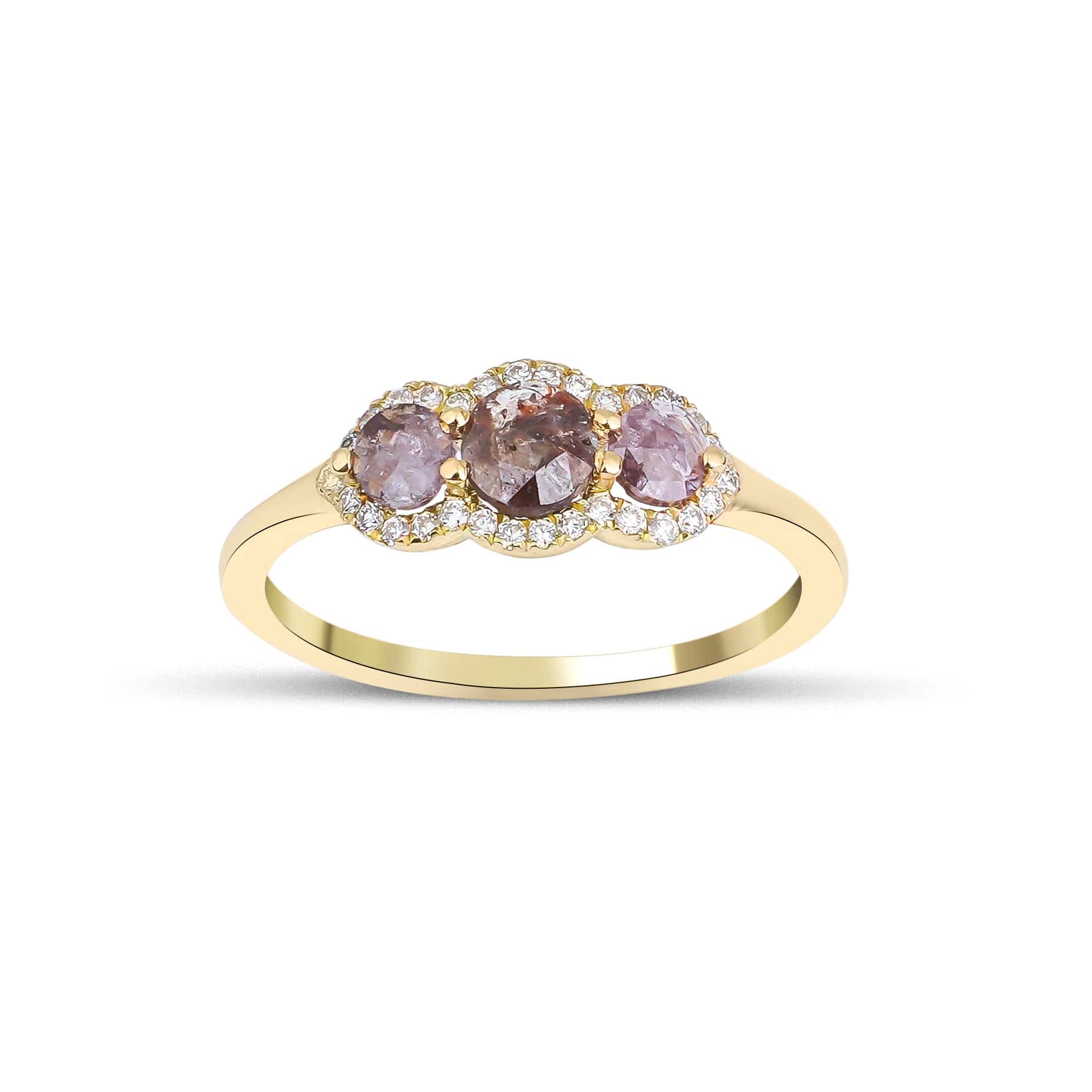 1.20 Karat Salt and Pepper Tria Pırlantalı Yüzük - RNF0540 | Tektaş Pırlanta | Ronaff Pırlanta | Tektaş Yüzük, Pırlanta Yüzük, Kolye, Küpe