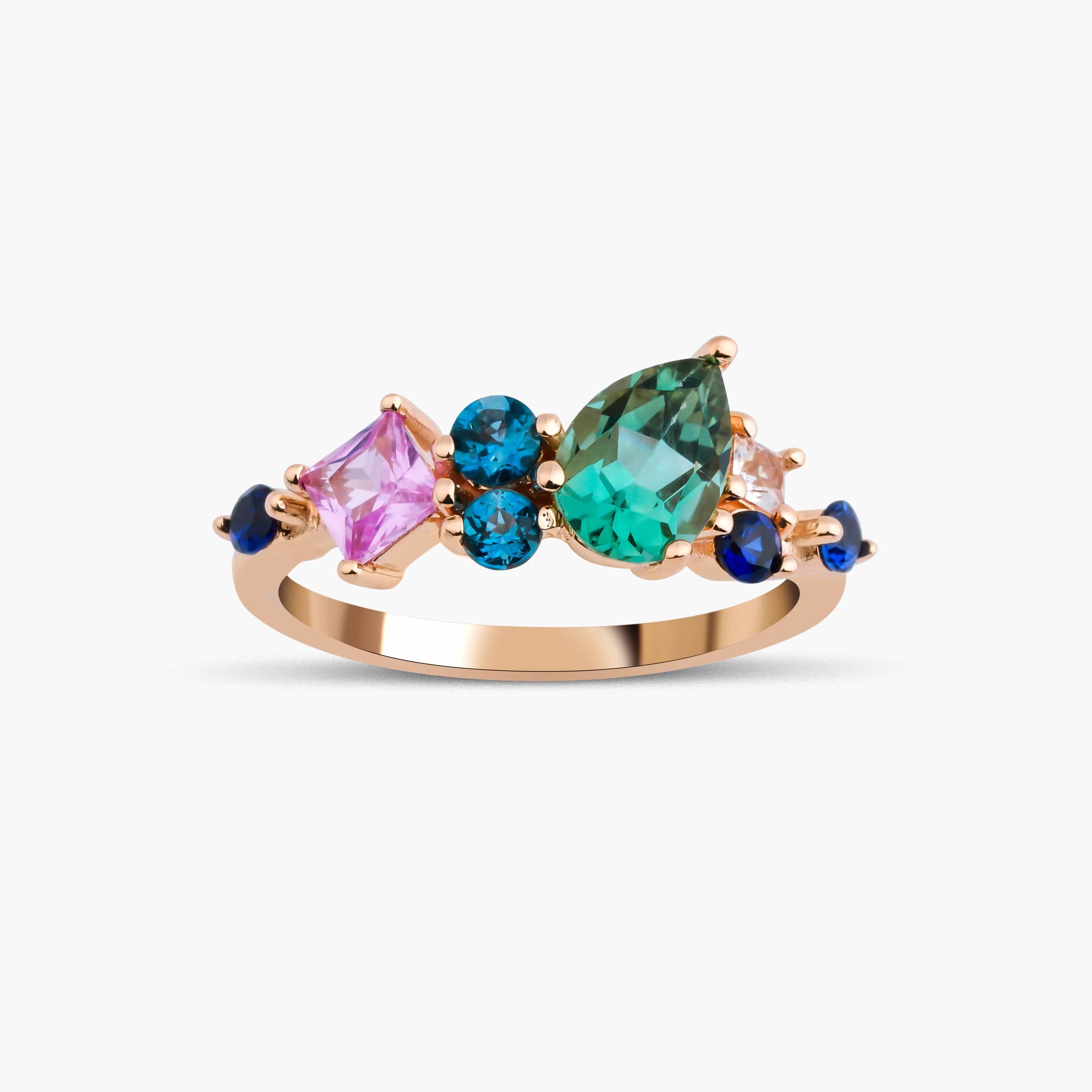 1.26 Karat Gökkuşağı Özel Tasarım Yüzük - RNF0616 | Renkli Taşlı Yüzükler | Ronaff Pırlanta | Tektaş Yüzük, Pırlanta Yüzük, Kolye, Küpe