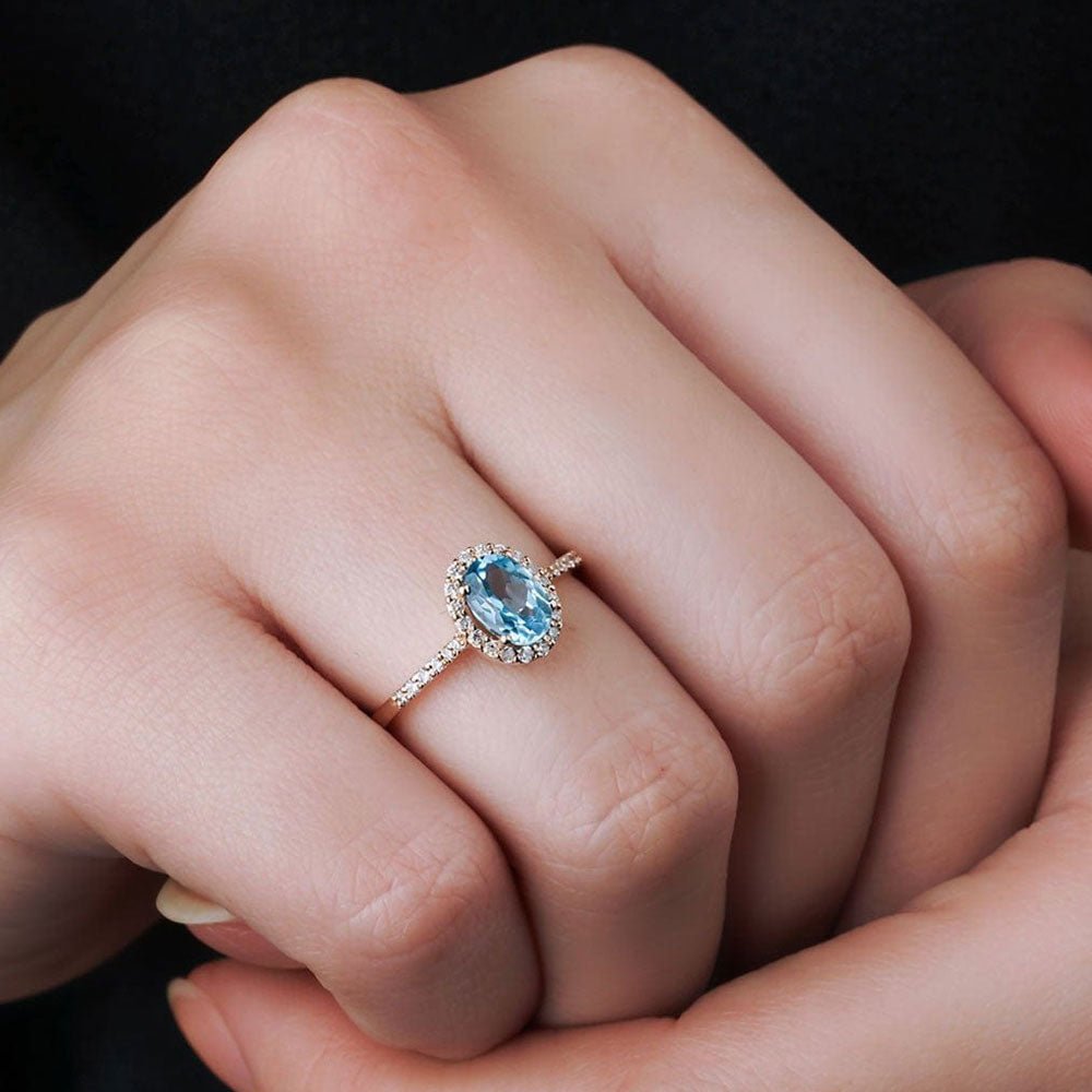 1.62 Karat Oval Mavi Topaz Pırlantalı Yüzük - RNF0252 | Renkli Pırlantalı Yüzükler | Ronaff Pırlanta | Tektaş Yüzük, Pırlanta Yüzük, Kolye, Küpe