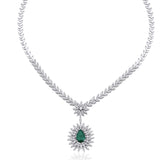 4.65 Karat Pırlanta & 3.35 Karat Damla Zümrüt Altın Kolye - RNF0723 | gerdanlıklar | Ronaff Pırlanta | Tektaş Yüzük, Pırlanta Yüzük, Kolye, Küpe