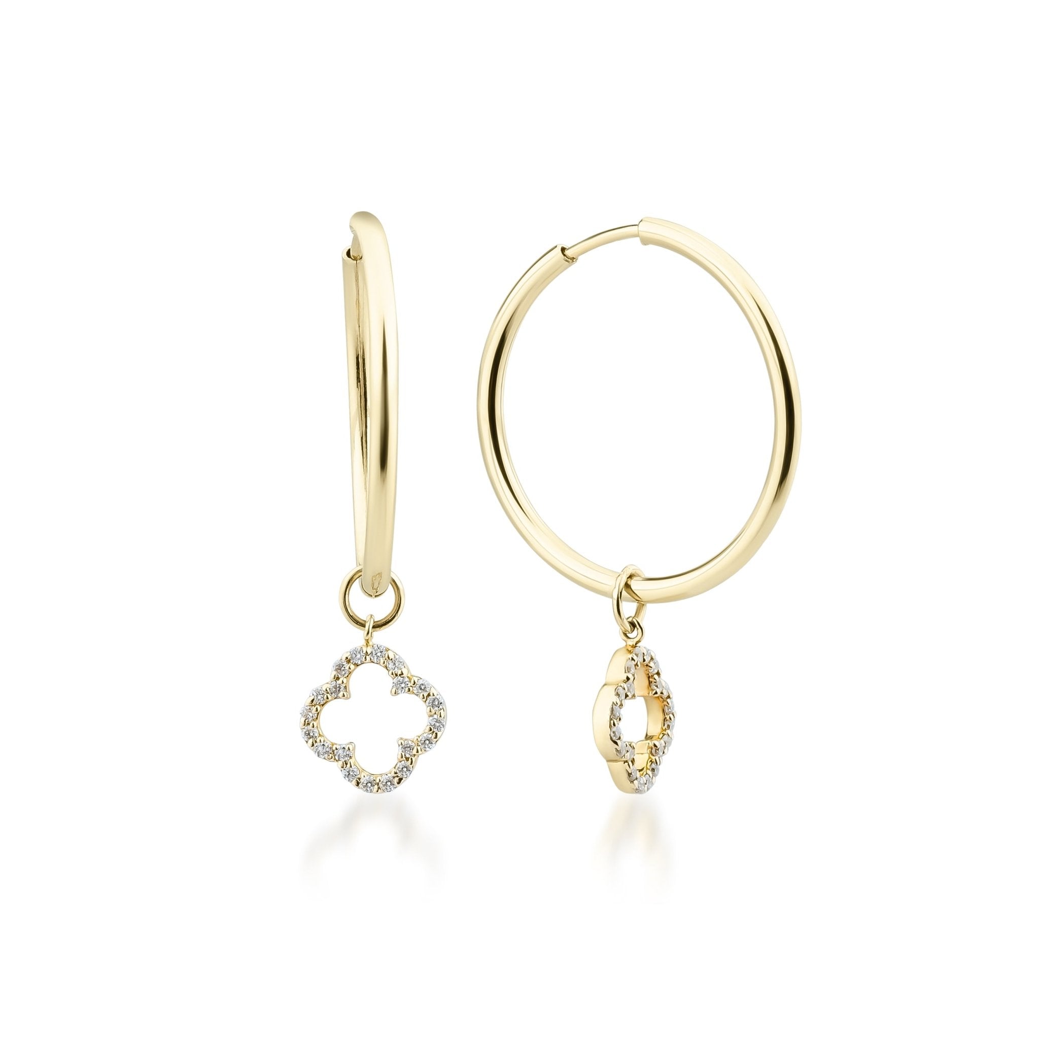 0.51 Karat Yonca Pırlantalı Halka Küpe Pırlanta - RNF0704 | Pırlanta Küpe | Ronaff Pırlanta | Tektaş Yüzük, Pırlanta Yüzük, Kolye, Küpe