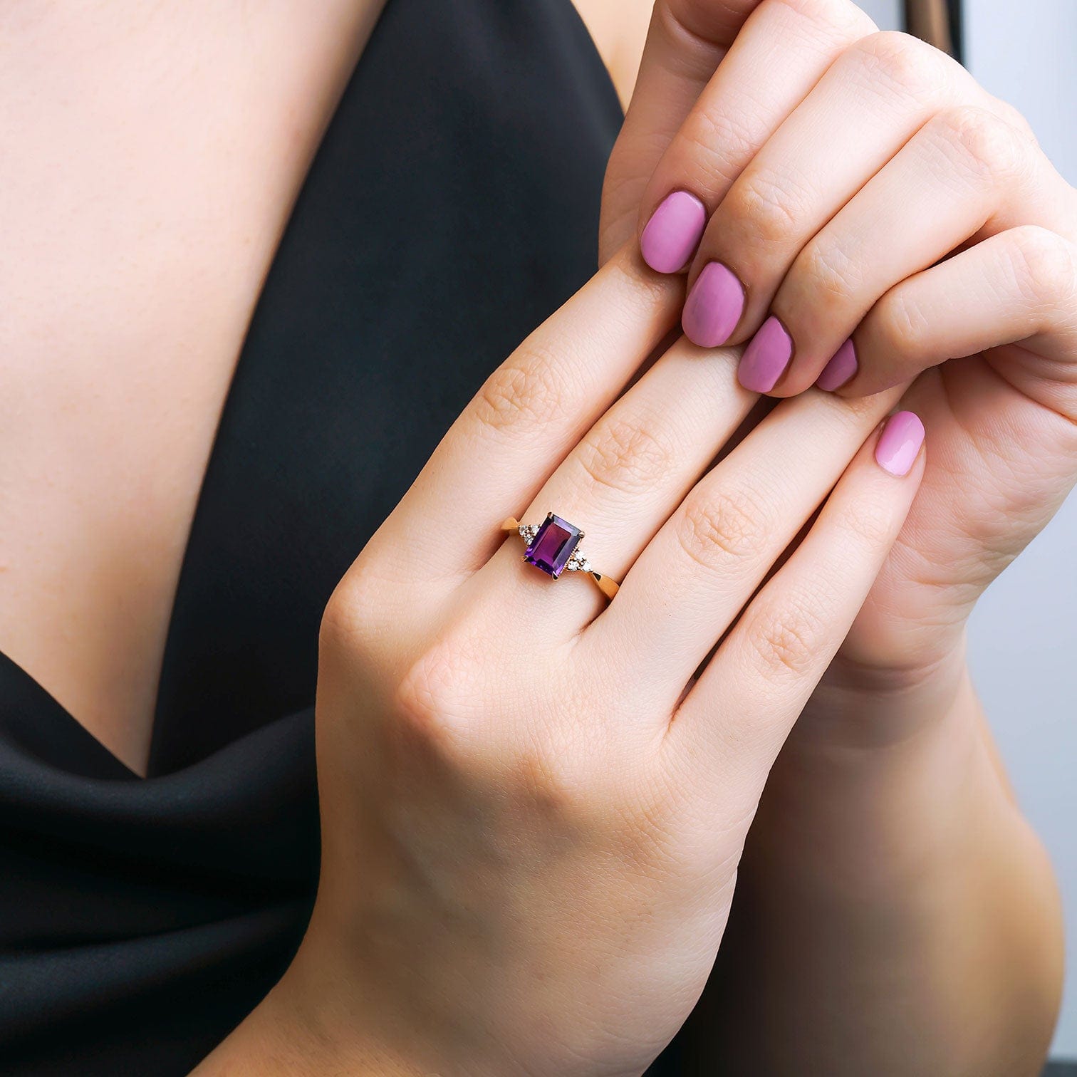 2.12 Karat Ametist Pırlantalı Yüzük - RNF0312 | Renkli Taşlı Yüzükler | Ronaff Pırlanta | Tektaş Yüzük, Pırlanta Yüzük, Kolye, Küpe