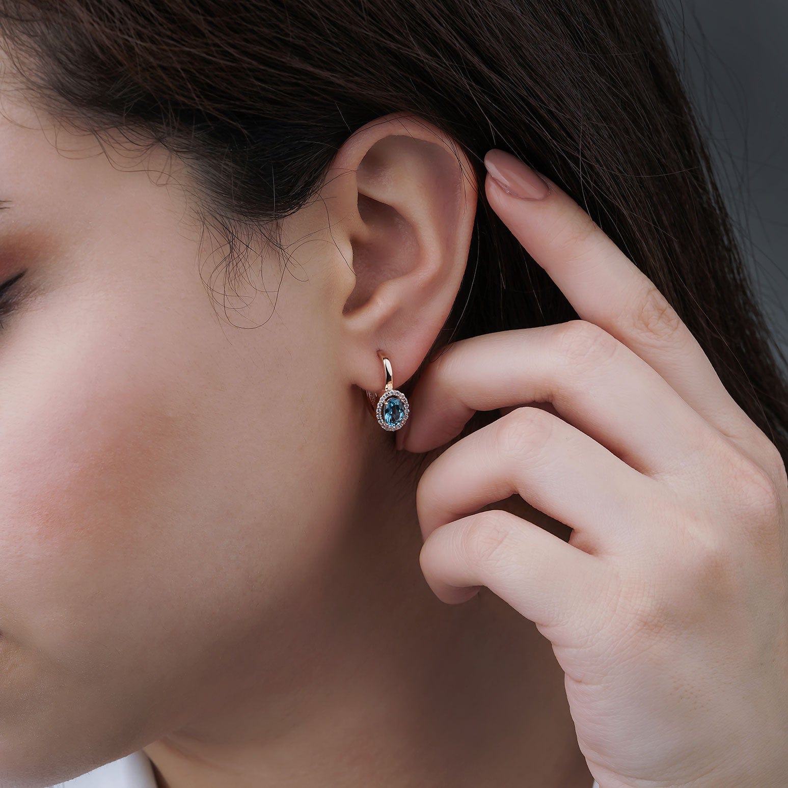 2.20 Karat Mavi Topaz Pırlantalı Küpe - RNF0302 | Renkli Taşlı Küpe | Ronaff Pırlanta | Tektaş Yüzük, Pırlanta Yüzük, Kolye, Küpe