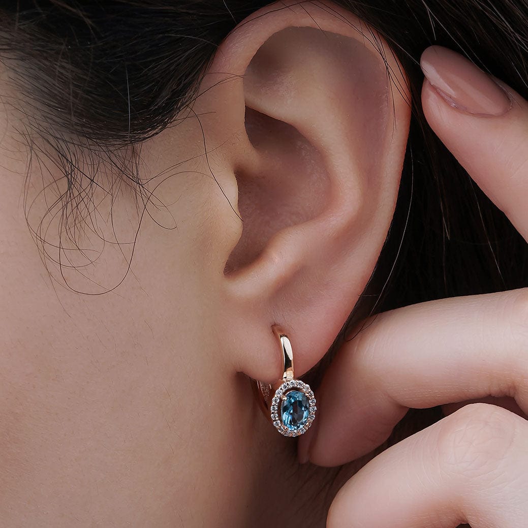 2.20 Karat Mavi Topaz Pırlantalı Küpe - RNF0302 | Renkli Taşlı Küpe | Ronaff Pırlanta | Tektaş Yüzük, Pırlanta Yüzük, Kolye, Küpe