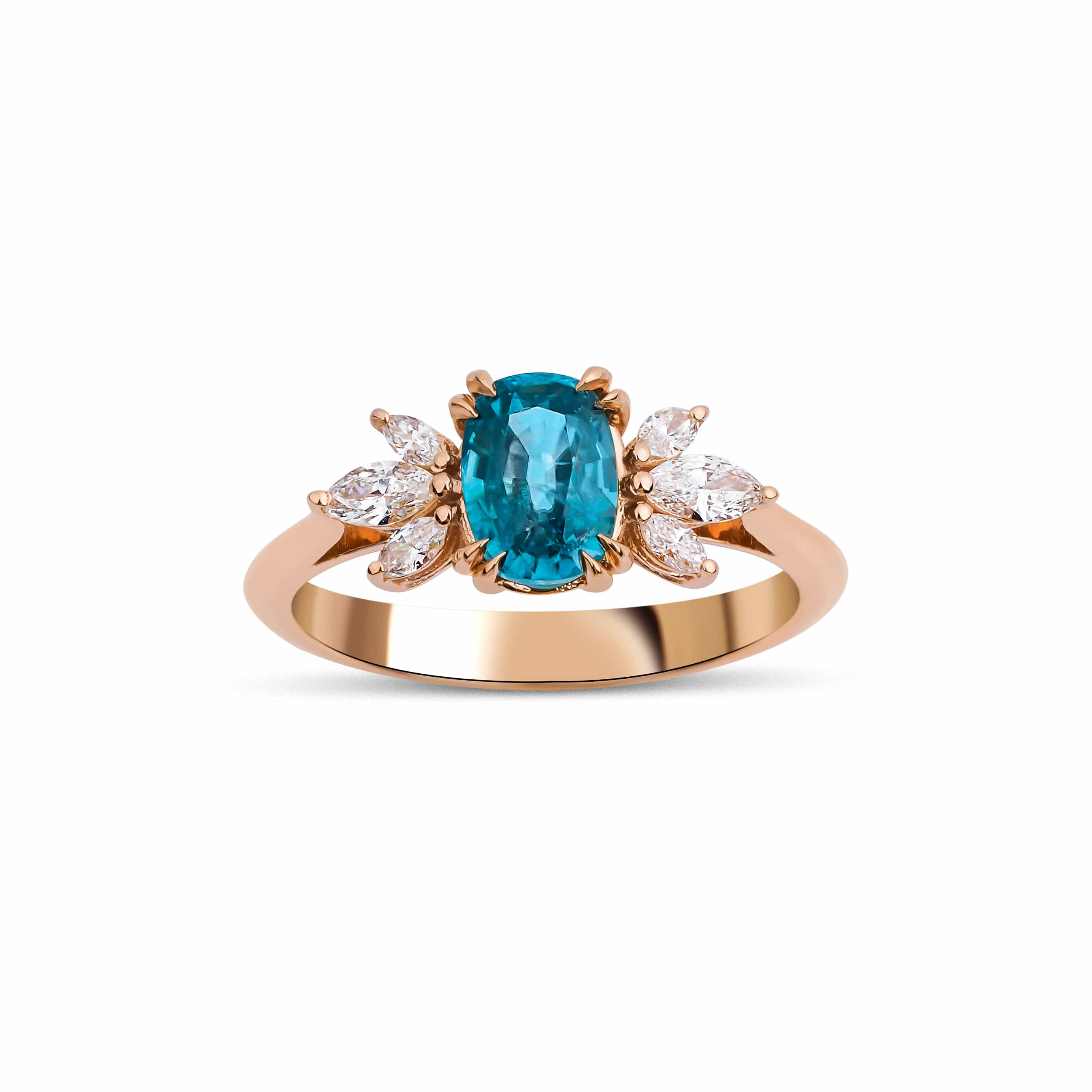 2.78 Karat Marla London Blue Topaz & 0.40 ct Markiz Kesim Pırlantalı Yüzük - RNF0562 | Renkli Taşlı Yüzükler | Ronaff Pırlanta | Tektaş Yüzük, Pırlanta Yüzük, Kolye, Küpe