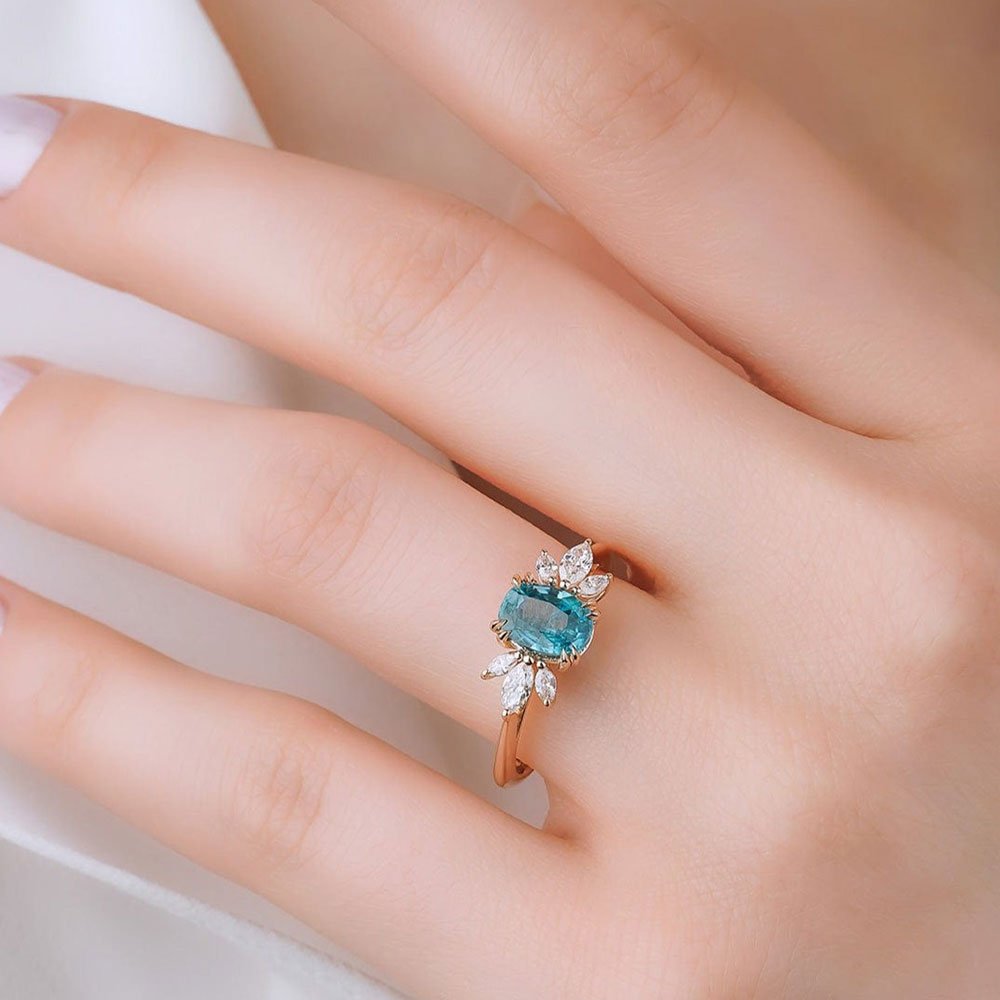 2.78 Karat Marla London Blue Topaz & 0.40 ct Markiz Kesim Pırlantalı Yüzük - RNF0562 | Renkli Taşlı Yüzükler | Ronaff Pırlanta | Tektaş Yüzük, Pırlanta Yüzük, Kolye, Küpe