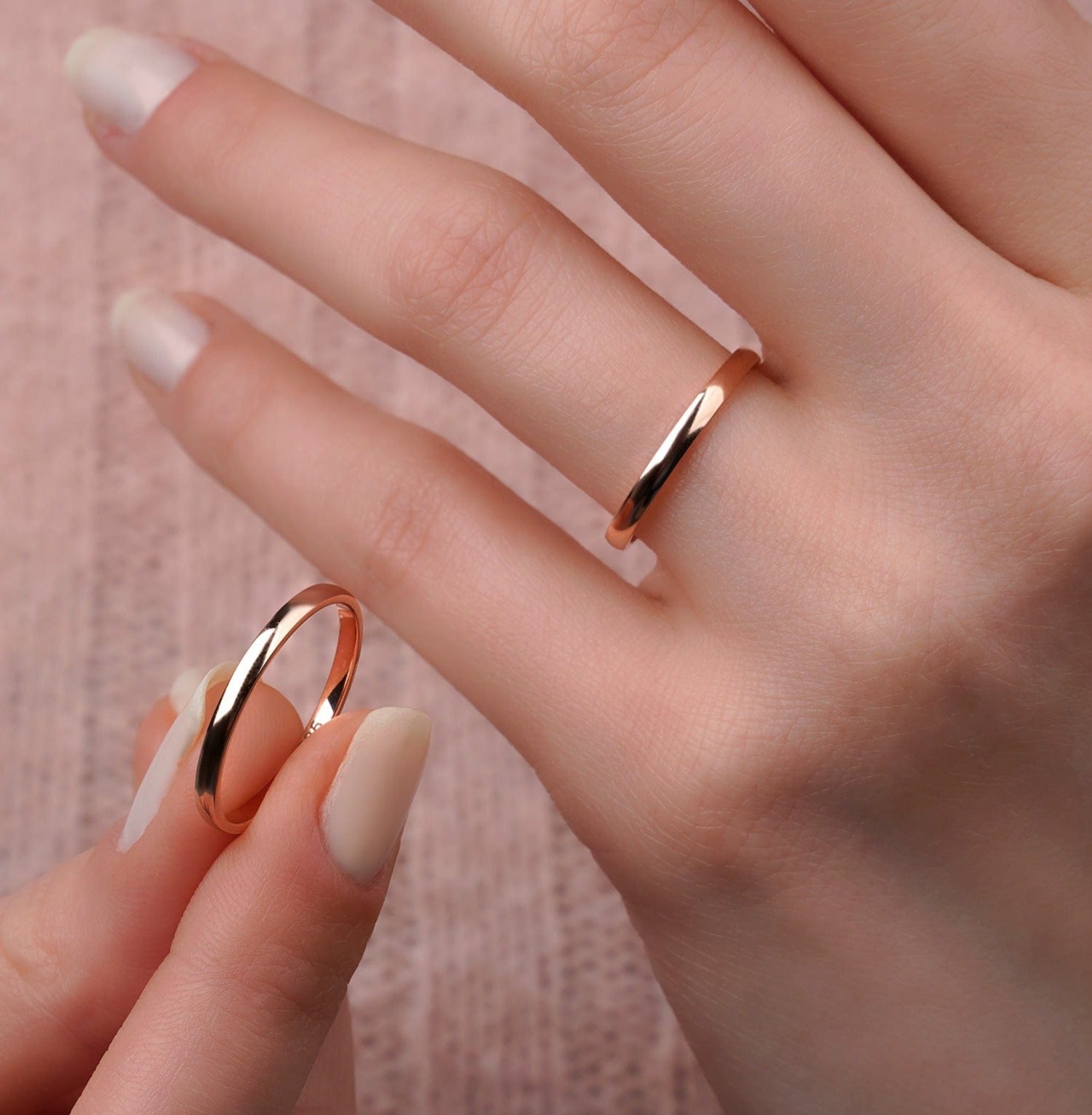 2 mm Çift Rose Altın Bombeli Alyans - RNF0599 | Alyans | Ronaff Pırlanta | Tektaş Yüzük, Pırlanta Yüzük, Kolye, Küpe