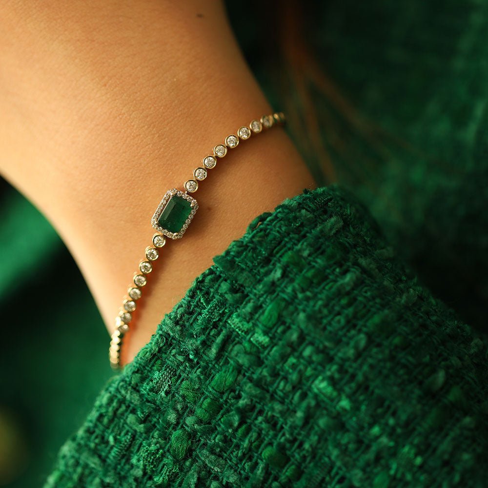 3.00 ct Zümrüt Pırlantalı Özel Tasarım Bileklik - RNF0676 | Pırlanta Bileklik | Ronaff Pırlanta | Tektaş Yüzük, Pırlanta Yüzük, Kolye, Küpe