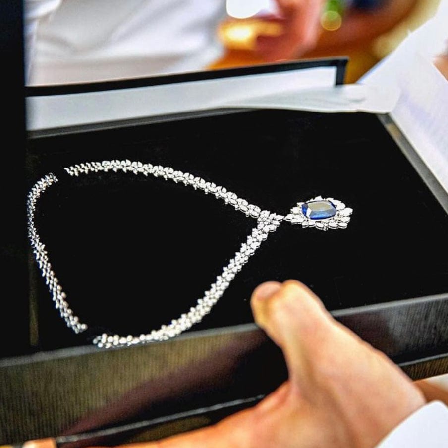 36.64 Karat Safir Pırlantalı Gerdanlık - RNF0210 | Gerdanlık | Ronaff Pırlanta | Tektaş Yüzük, Pırlanta Yüzük, Kolye, Küpe