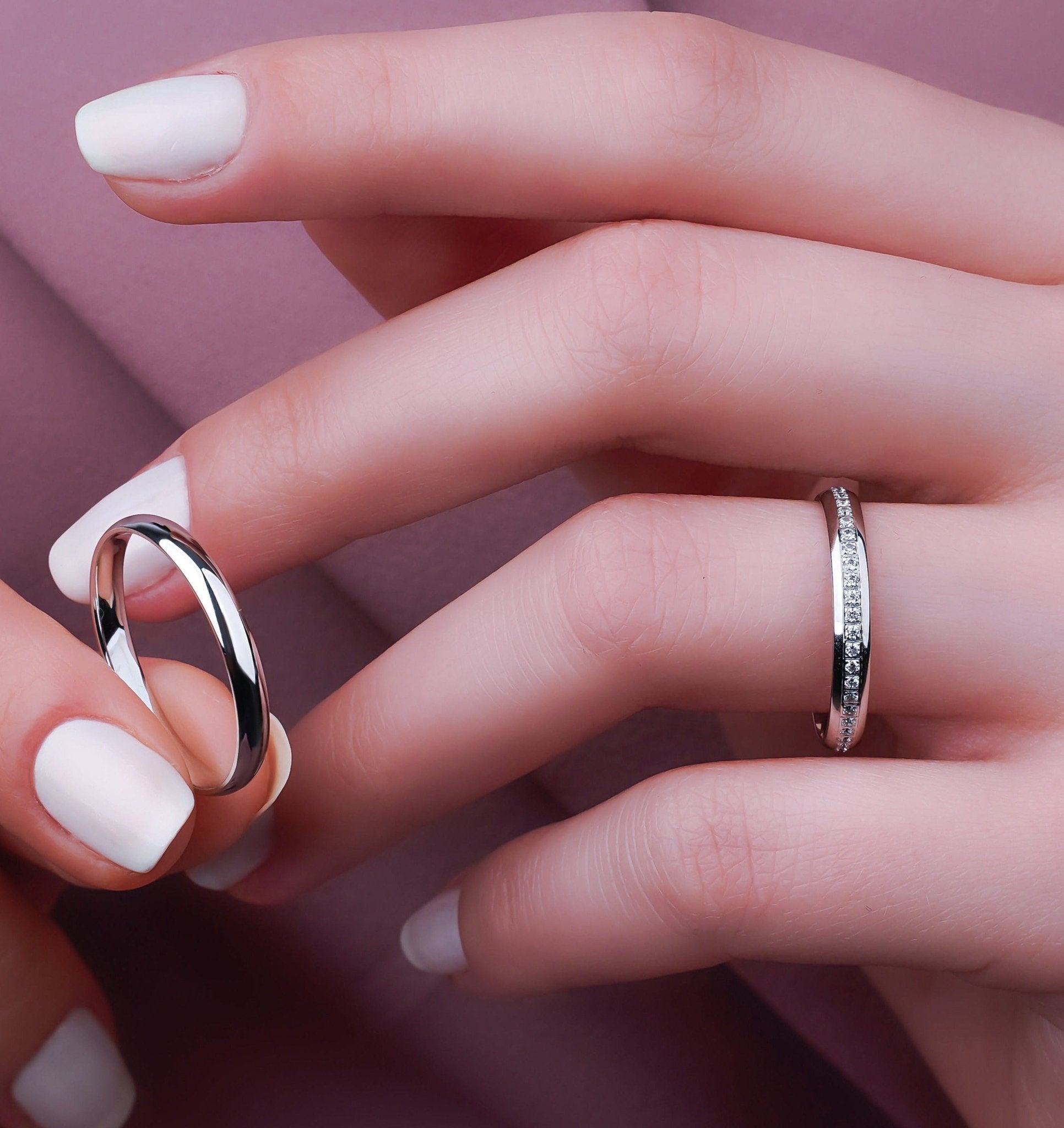 3 mm Beyaz Altın Çift Bombeli Alyans - RNF0575 | Alyans | Ronaff Pırlanta | Tektaş Yüzük, Pırlanta Yüzük, Kolye, Küpe