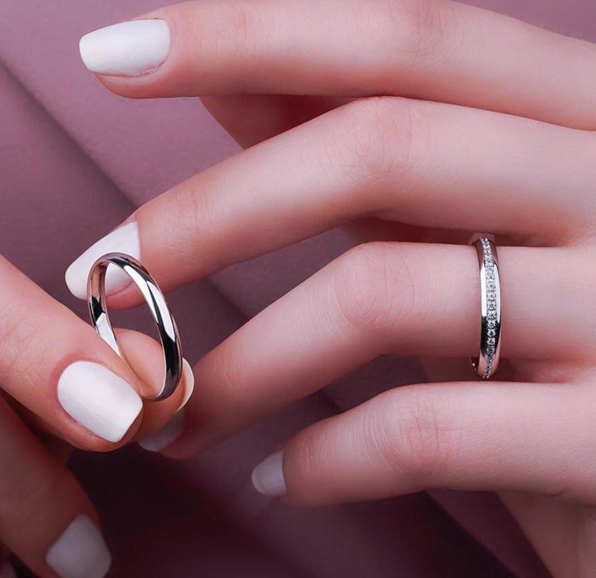 3 mm Pırlantalı Beyaz Altın Tek Bombeli Alyans - RNF0574 | Alyans | Ronaff Pırlanta | Tektaş Yüzük, Pırlanta Yüzük, Kolye, Küpe