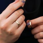 3 mm Çift Sarı Dövmeli Tasarım Alyans - RNF0286 | Alyans | Ronaff Pırlanta | Tektaş Yüzük, Pırlanta Yüzük, Kolye, Küpe