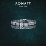 18 Ayar Beyaz Altın Emerald (Dikdörtgen) Pırlantalı 16.65 ct Özel Tasarım Bileklik