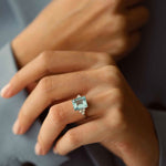 5.44 Karat Emerald Kesim Aquamarine Pırlantalı Yüzük - RNF0645 | Renkli Taşlı Yüzükler | Ronaff Pırlanta | Tektaş Yüzük, Pırlanta Yüzük, Kolye, Küpe