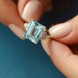 5.44 Karat Emerald Kesim Aquamarine Pırlantalı Yüzük - RNF0645 | Renkli Taşlı Yüzükler | Ronaff Pırlanta | Tektaş Yüzük, Pırlanta Yüzük, Kolye, Küpe