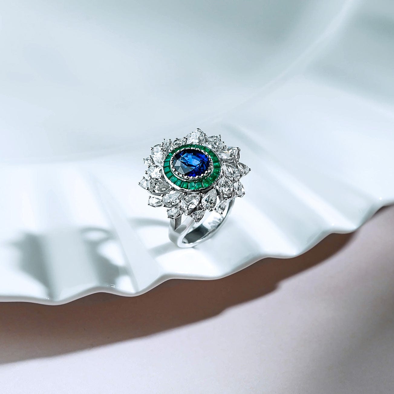 8.55 Karat Safir & Damla Pırlantalı Mariana Yüzük - RNF0621 | | Ronaff Pırlanta | Tektaş Yüzük, Pırlanta Yüzük, Kolye, Küpe