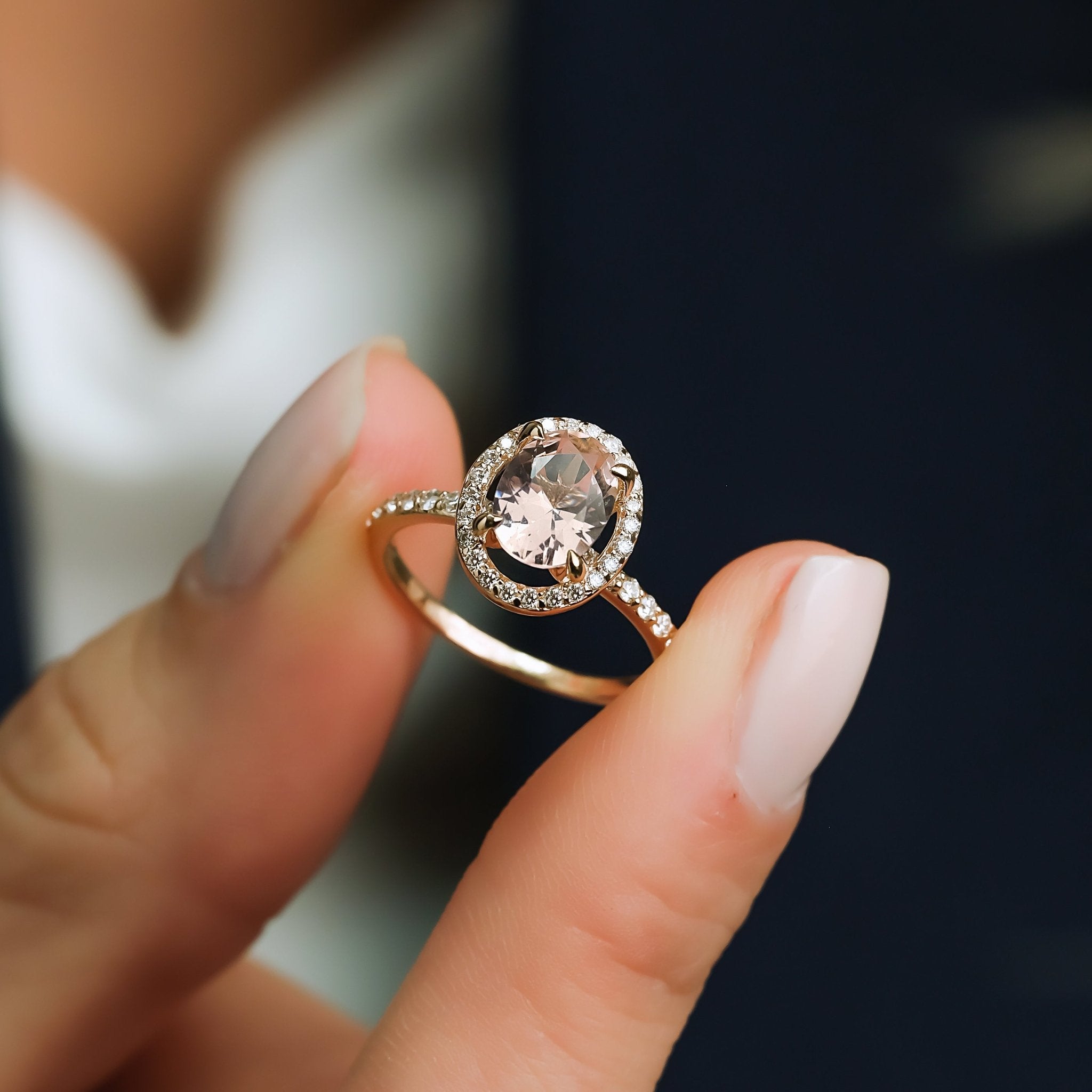 1.90 Karat Morganit Pırlantalı Yüzük - RNF0644 | Renkli Taşlı Yüzükler | Ronaff Pırlanta | Tektaş Yüzük, Pırlanta Yüzük, Kolye, Küpe