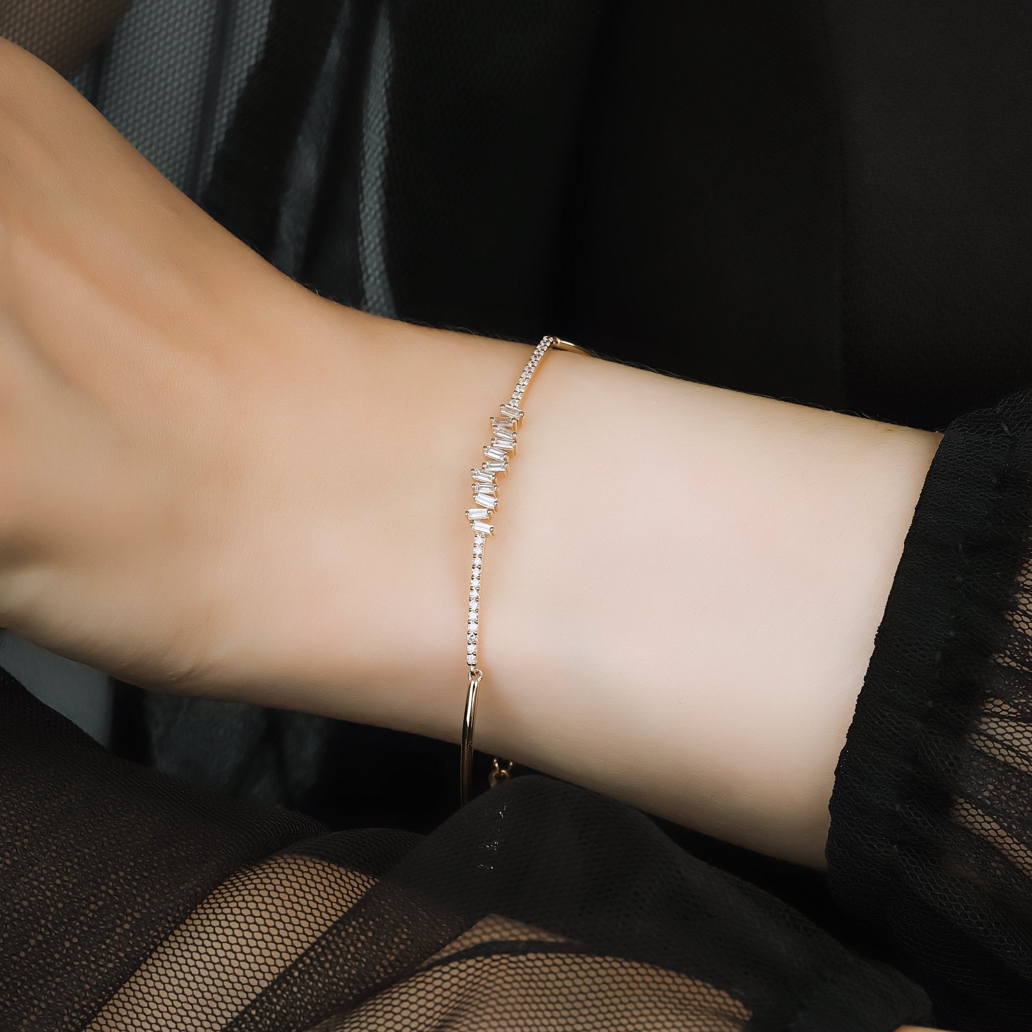 0.36 Karat Baget Pırlantalı Özel Tasarım Bileklik - RNF0717 | Pırlanta Bileklik | Ronaff Pırlanta | Tektaş Yüzük, Pırlanta Yüzük, Kolye, Küpe