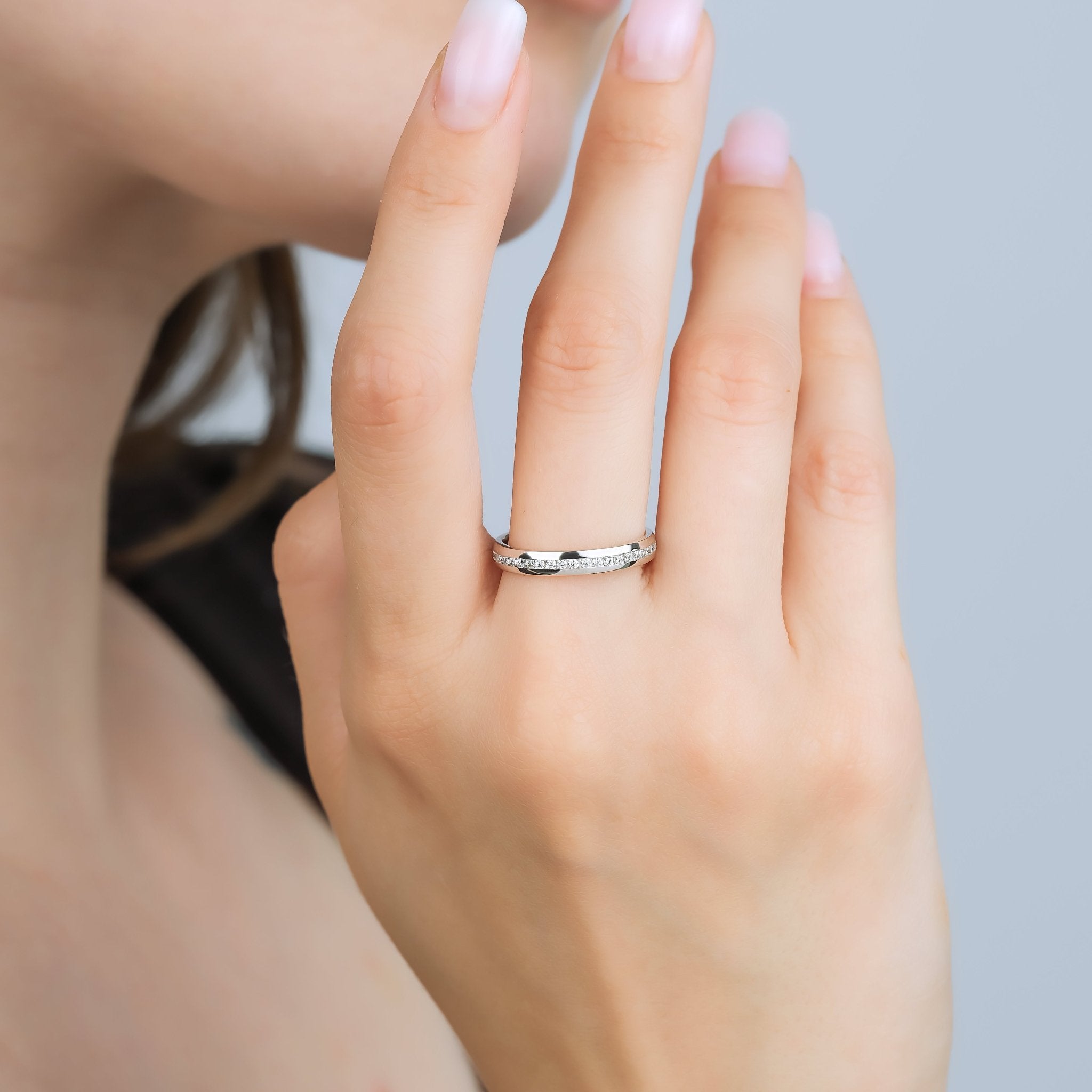 3 mm Pırlantalı Beyaz Altın Tek Bombeli Alyans - RNF0574 | Alyans | Ronaff Pırlanta | Tektaş Yüzük, Pırlanta Yüzük, Kolye, Küpe