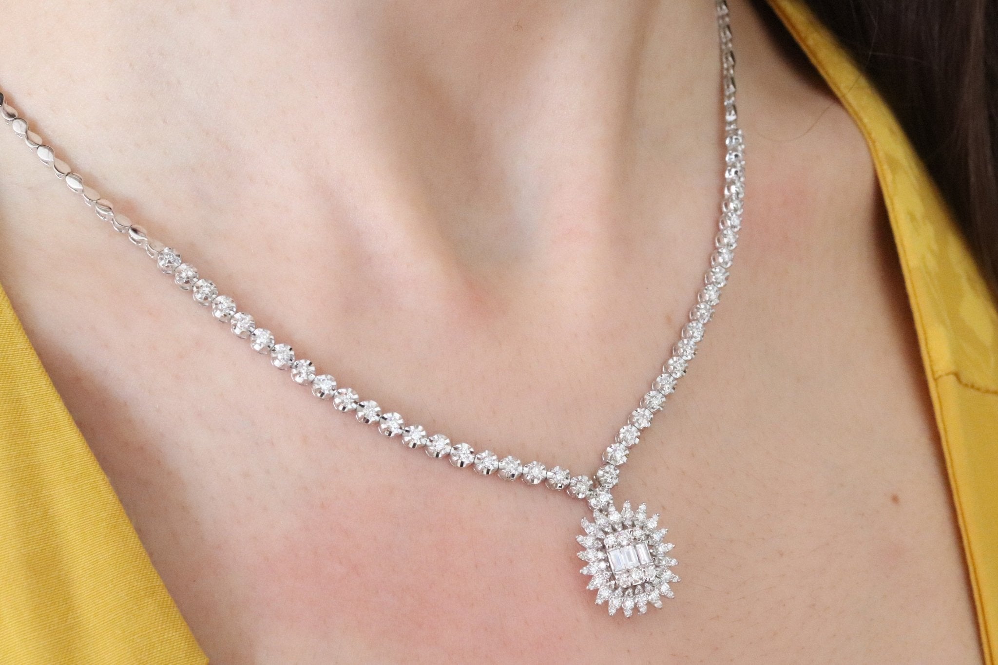 1.63 Karat Baget Markizli Pırlanta Gerdanlık - RNF0224 | Gerdanlık | Ronaff Pırlanta | Tektaş Yüzük, Pırlanta Yüzük, Kolye, Küpe