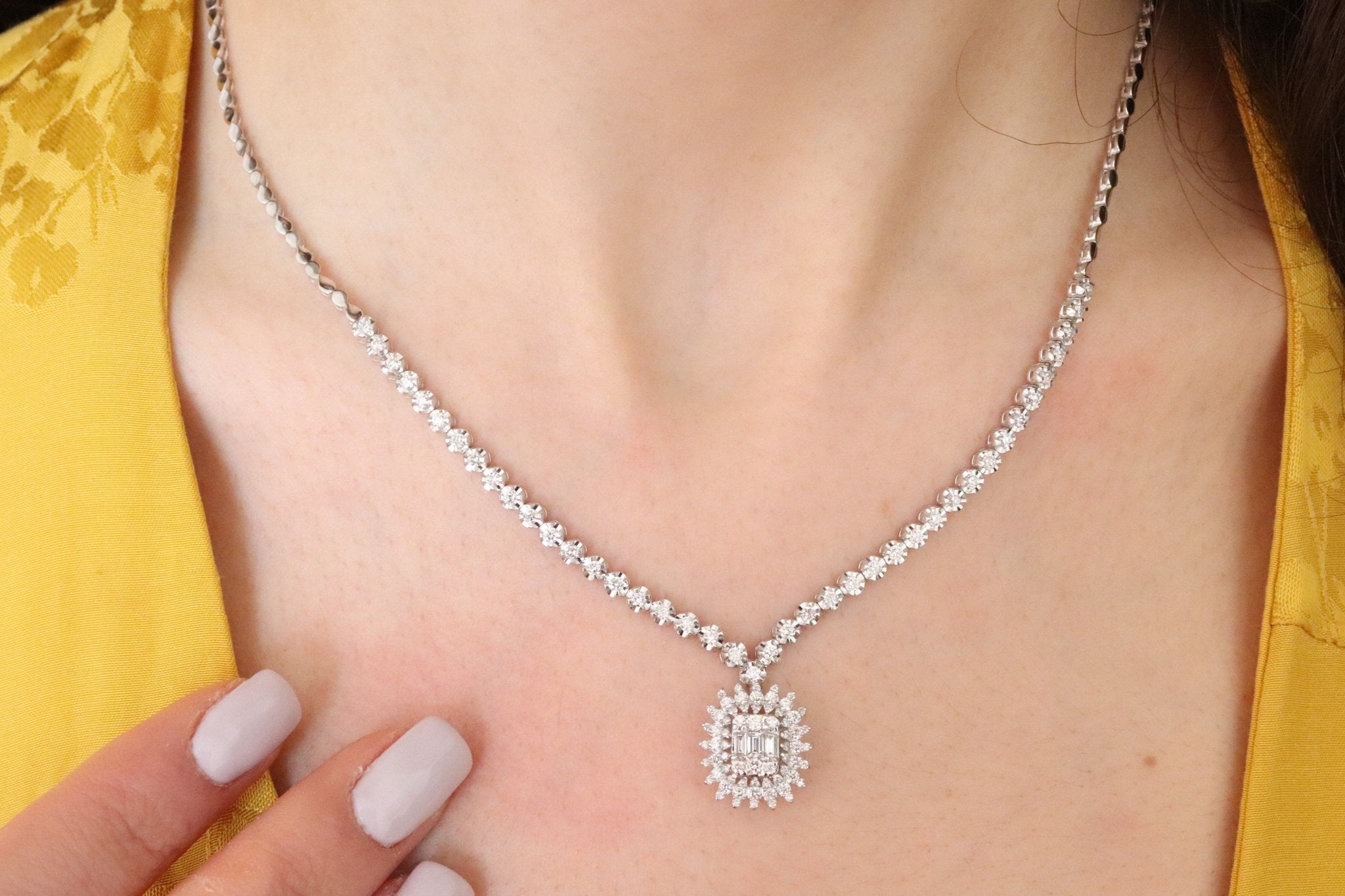 1.63 Karat Baget Markizli Pırlanta Gerdanlık - RNF0224 | Gerdanlık | Ronaff Pırlanta | Tektaş Yüzük, Pırlanta Yüzük, Kolye, Küpe