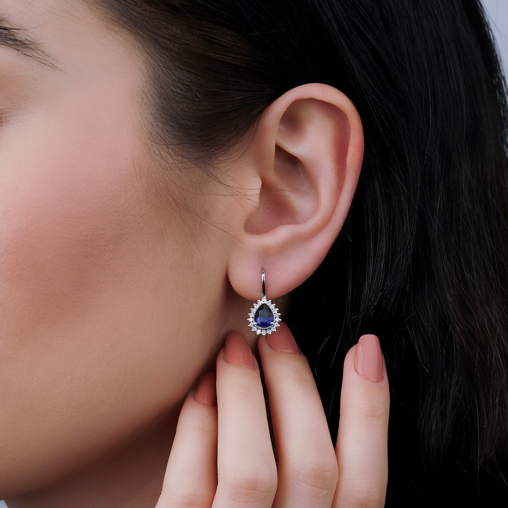 0.60 x 2 Karat Safir & 0.12 Karat x 2 Pırlanta Küpe - RNF0894 | Renkli Taşlı Küpe | Ronaff Pırlanta | Tektaş Yüzük, Pırlanta Yüzük, Kolye, Küpe