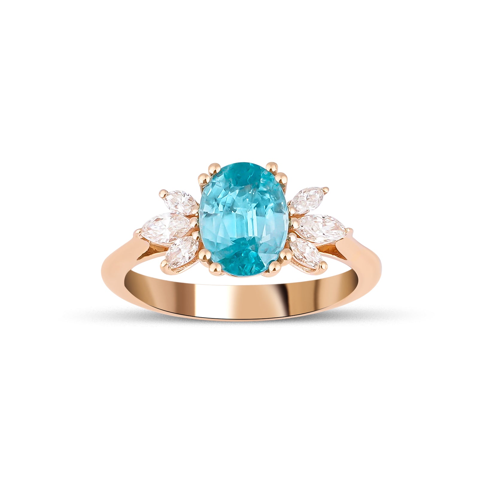 1.80 Karat Natural Mavi Zirkonyum & 0.40 Karat Markiz Kesim Pırlanta Yüzük - RNF0668 | Renkli Taşlı Yüzükler | Ronaff Pırlanta | Tektaş Yüzük, Pırlanta Yüzük, Kolye, Küpe